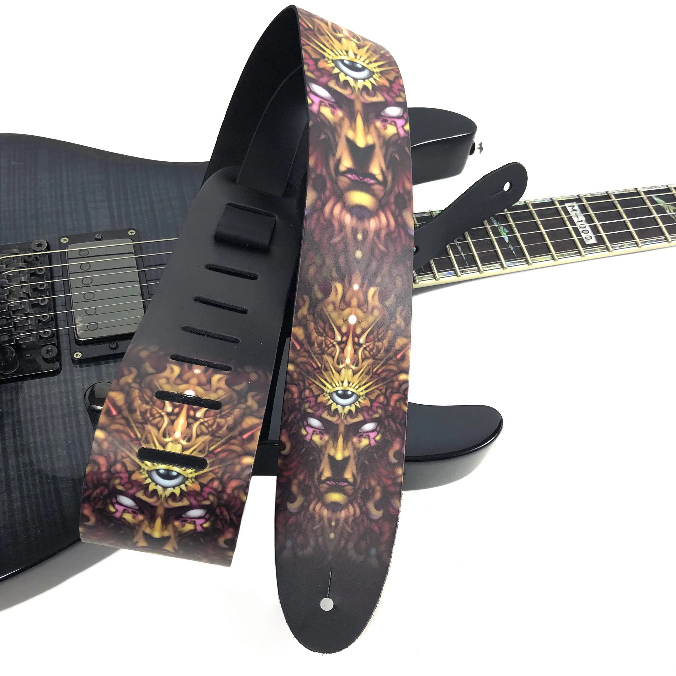 Perri's Leathers, Official David Bolt Solar Mind Licenced Leather Guitar Strap, Direct to Leather Series, Anti-Slip, Adjustable from 42.5" to 56" Inch, Compatible w/All Button Lock Systems - Image 5