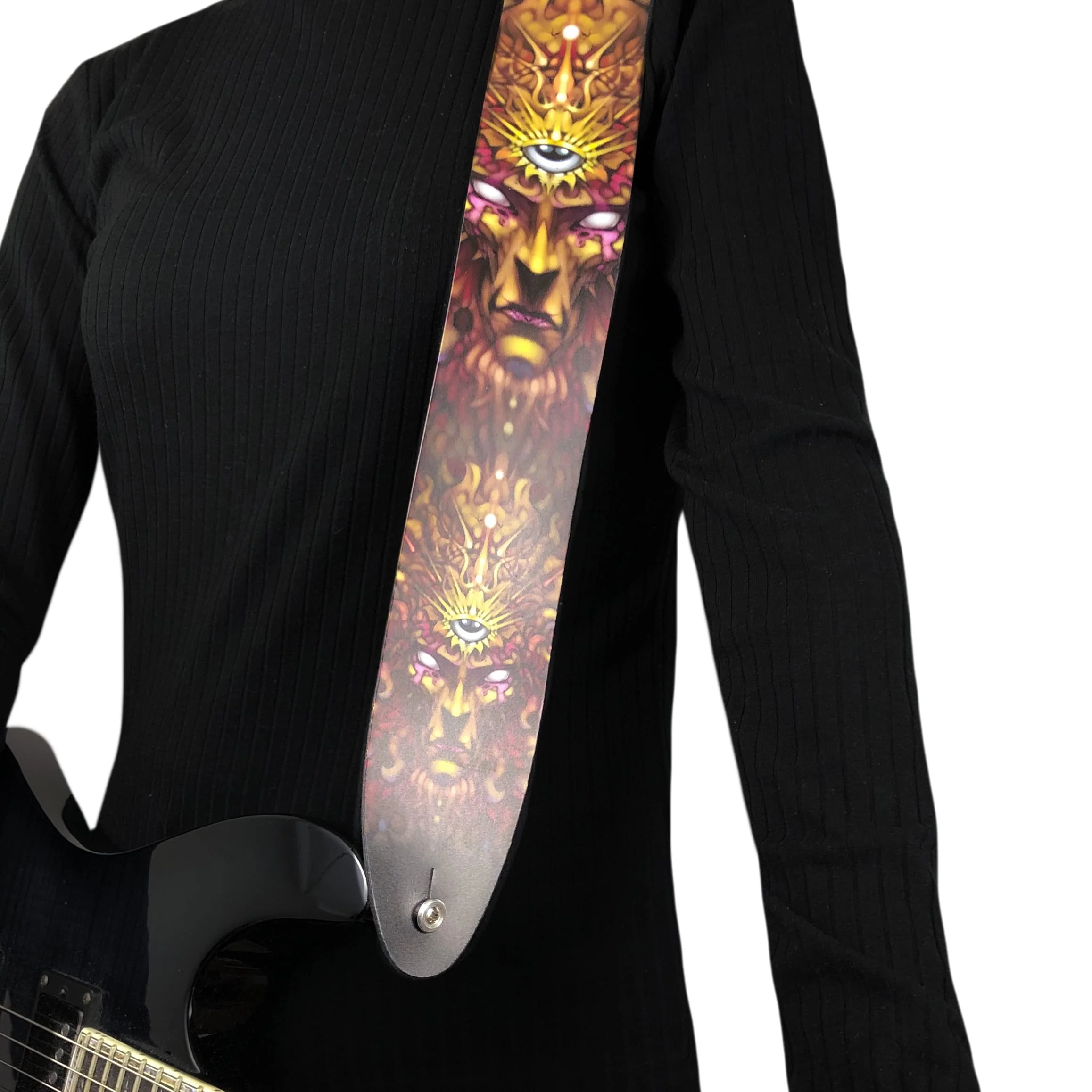 Perri's Leathers, Official David Bolt Solar Mind Licenced Leather Guitar Strap, Direct to Leather Series, Anti-Slip, Adjustable from 42.5" to 56" Inch, Compatible w/All Button Lock Systems - Image 6