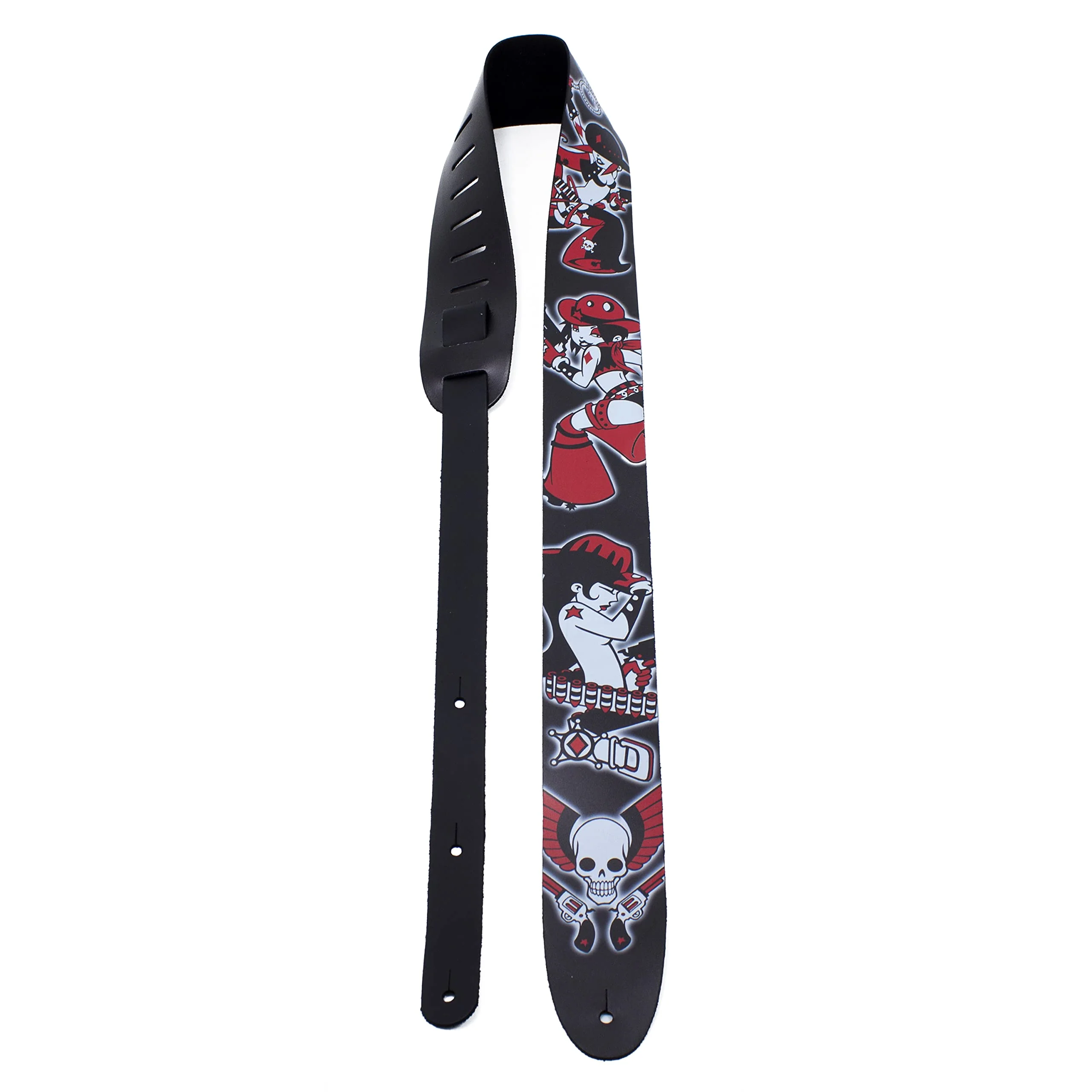 Perri's Leathers, Official David Bolt Wild West Diamonds Licenced Leather Guitar Strap, Direct to Leather Series, Anti-Slip, Adjustable from 42.5" to 56" Inch, Compatible w/All Button Lock Systems - Image 2