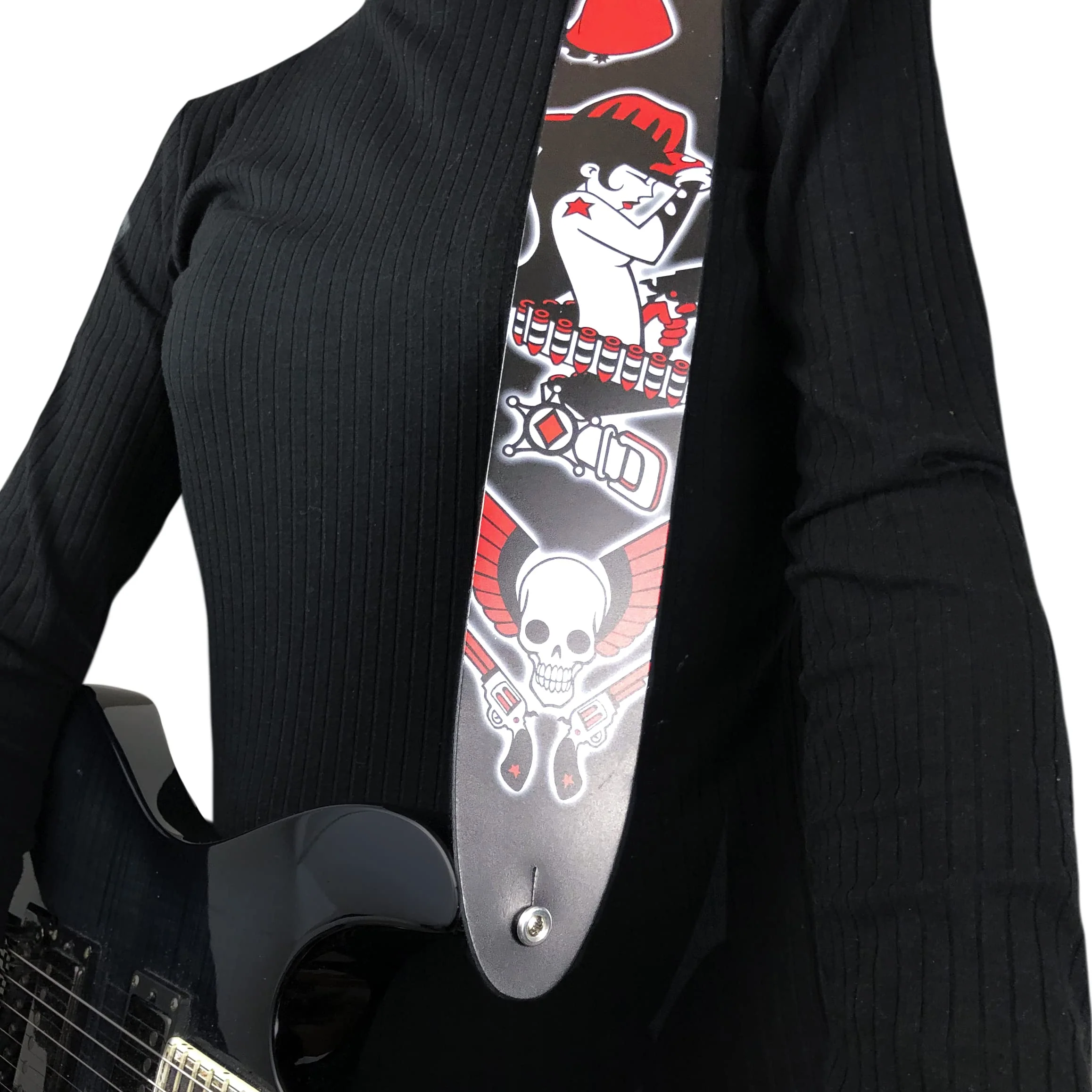 Perri's Leathers, Official David Bolt Wild West Diamonds Licenced Leather Guitar Strap, Direct to Leather Series, Anti-Slip, Adjustable from 42.5" to 56" Inch, Compatible w/All Button Lock Systems - Image 6