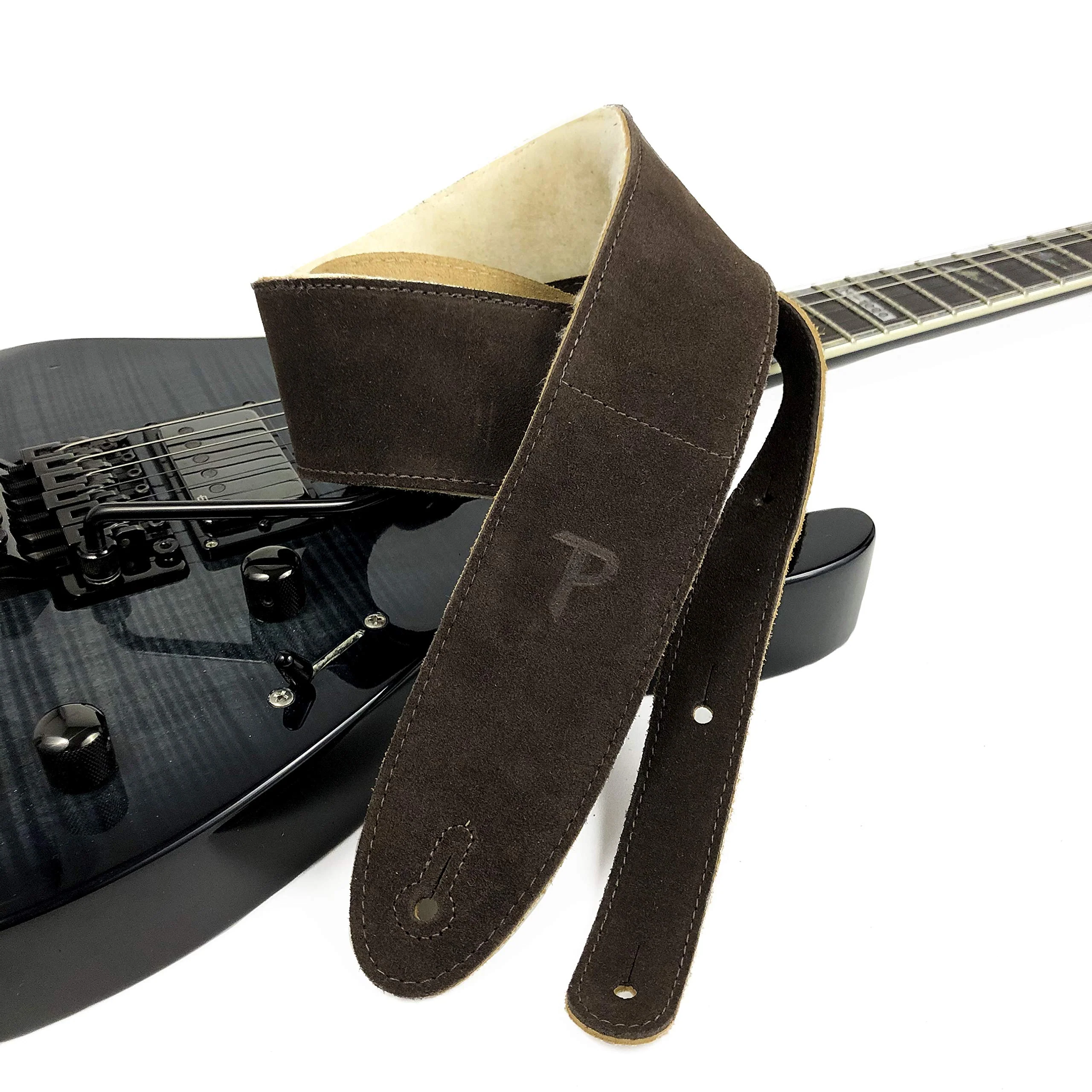 Perri's Leathers Suede Guitar Strap with Sheepskin Pad, Anti-Slip, Adjustable 41"–56", Compatible with All Guitars Brown - Image 4