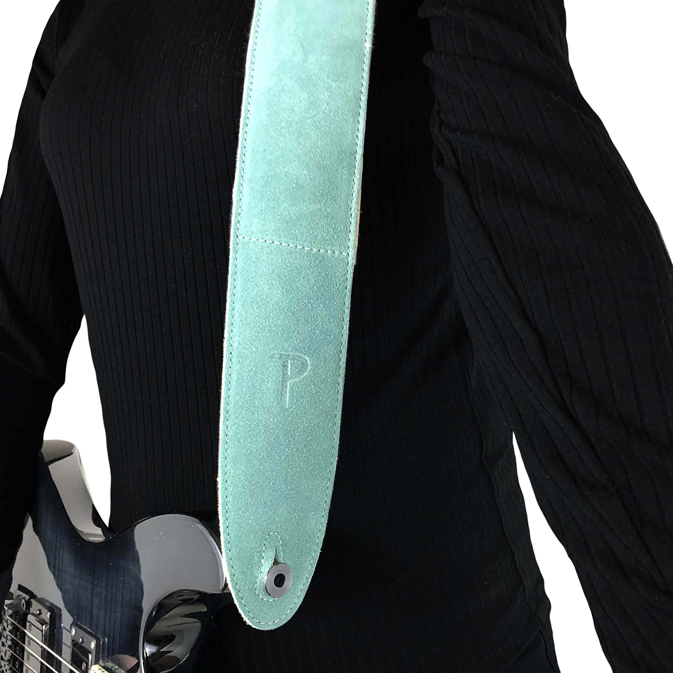 Perri's Leathers Suede Guitar Strap with Sheepskin Pad, Anti-Slip, Adjustable 41"–56", Compatible with All Guitars Teal - Image 4