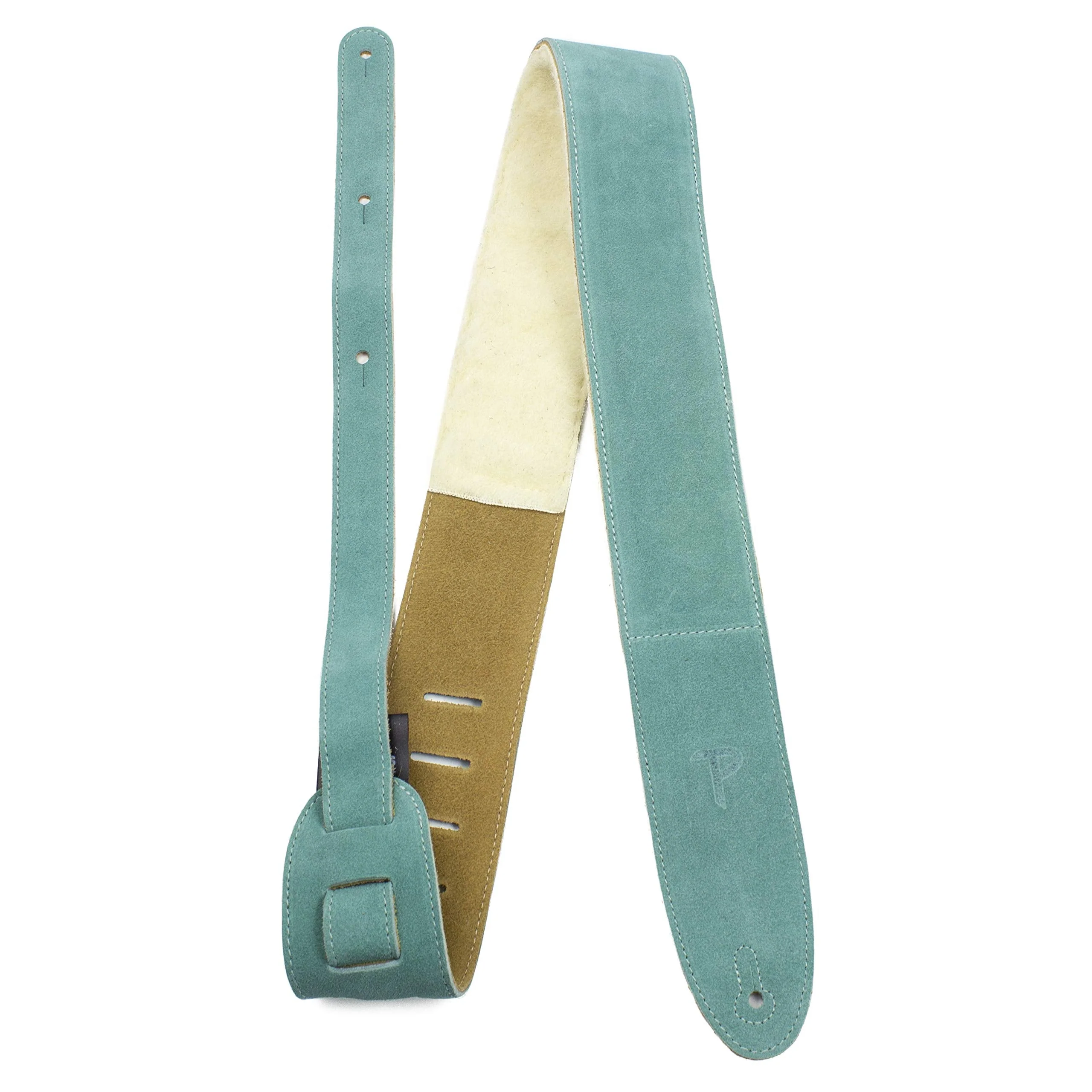 Perri's Leathers Suede Guitar Strap with Sheepskin Pad, Anti-Slip, Adjustable 41"–56", Compatible with All Guitars Teal - Image 5