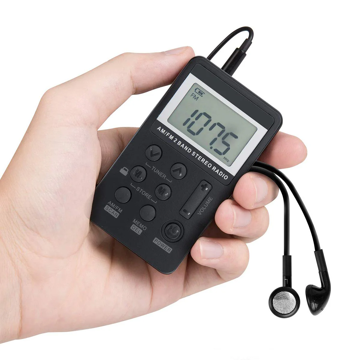 Personal AM/FM Pocket Radio Portable VR-robot, Mini Digital Tuning Radio, with Rechargeable Battery, Earphone, Lock Screen for Walk/Jogging/Gym/Camping - Image 2