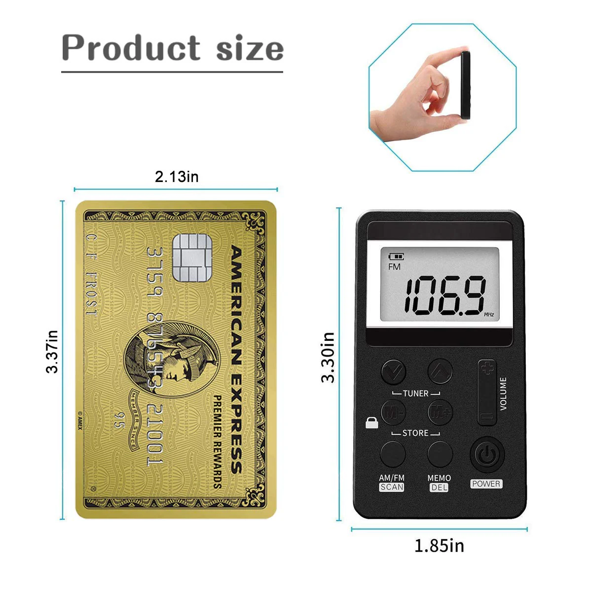 Personal AM/FM Pocket Radio Portable VR-robot, Mini Digital Tuning Radio, with Rechargeable Battery, Earphone, Lock Screen for Walk/Jogging/Gym/Camping - Image 5