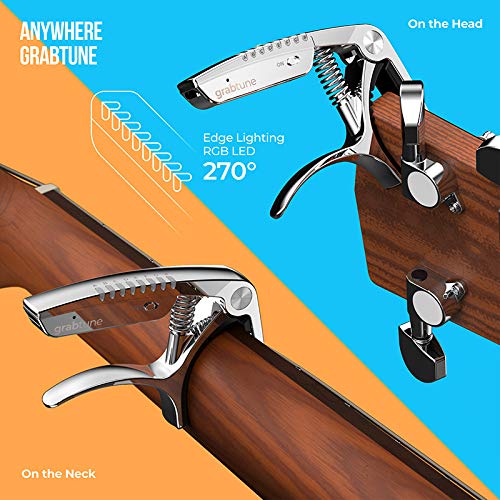 Personality Advanced Capo-Tuner 2-in-1 for Acoustic Guitar with USB Rechargeable Battery/LED Edge Lighting Display Guitar Capo Universal Accessories (Capo-Tuner 2-in-1 Black) Capo-Tuner 2-in-1 Black - Image 2