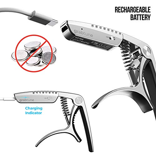 Personality Advanced Capo-Tuner 2-in-1 for Acoustic Guitar with USB Rechargeable Battery/LED Edge Lighting Display Guitar Capo Universal Accessories (Capo-Tuner 2-in-1 Black) Capo-Tuner 2-in-1 Black - Image 4