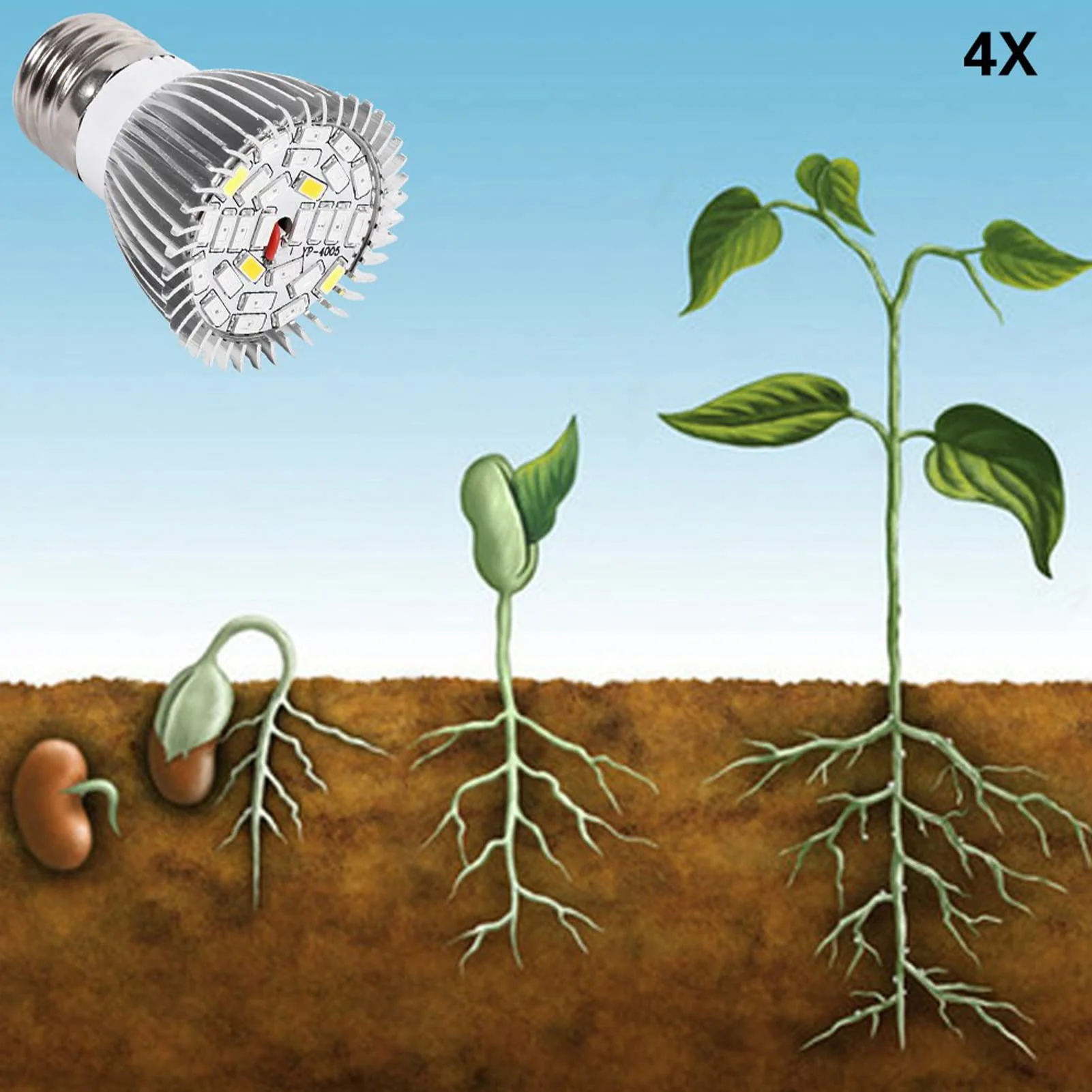 Pflanzenlampe,Pflanzenlampe Vollspektrum Pflanzenlampe E27 LED Wachstumslicht Wachstumslampe für DIY-Hydrokultur-Pflanzenblume - Image 4