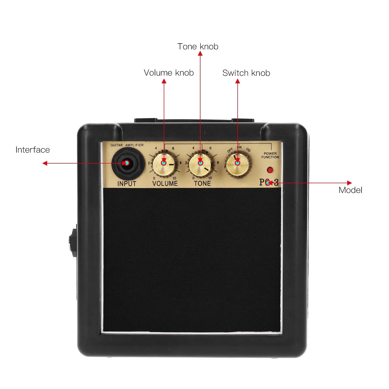 PG-3 Portable Bass Speaker, Mini Guitar Amplifier, 3W for Electric Guitar & Bass - Image 3