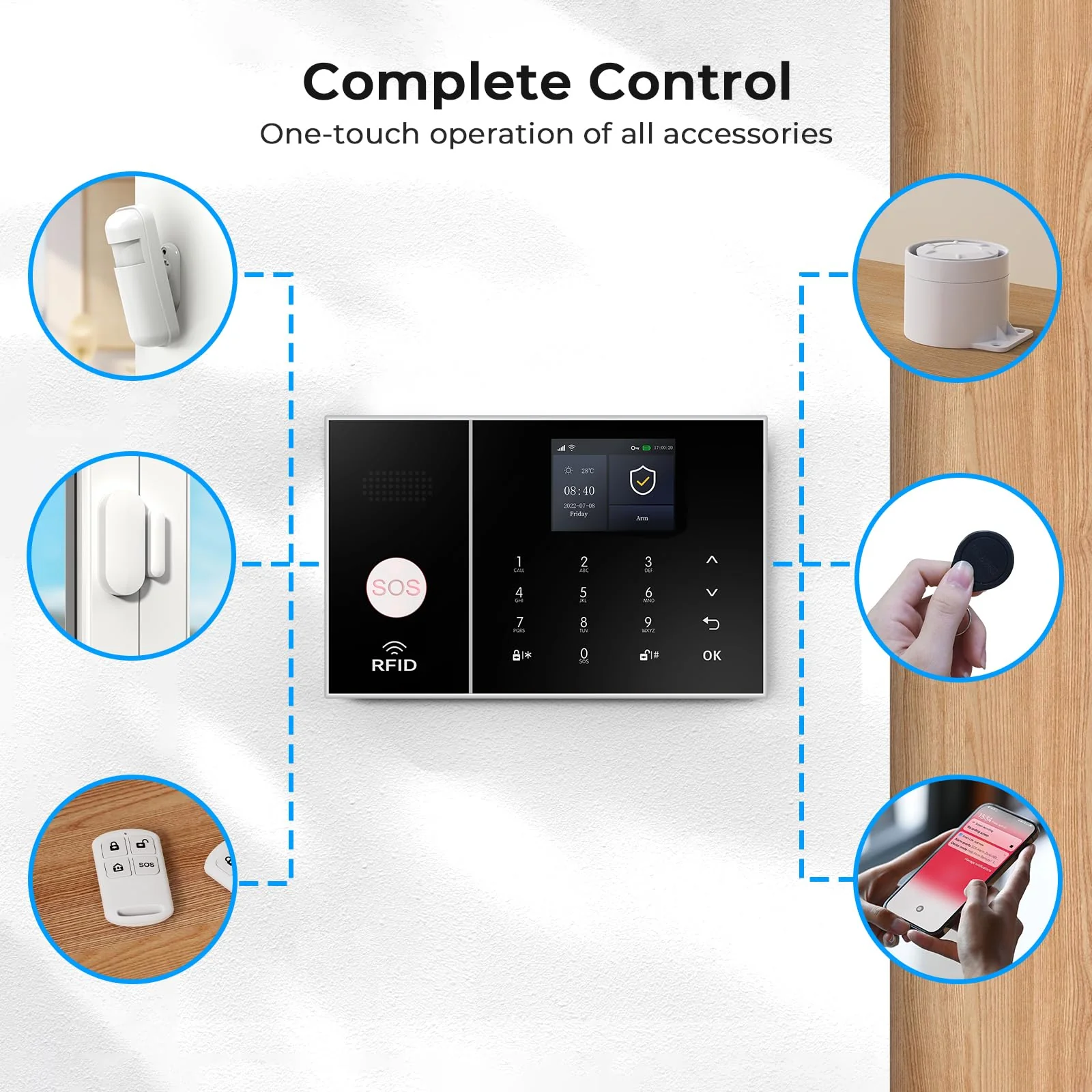 PGST Home Security Systems 8-Piece Kit,Alarm System for Home Security,App Alerts,Door Sensors,Motion Detection,WiFi Alarm,Compatible with Alexa,No Subscription,for Home Security and Kids Safety 8-Kits-A - Image 2