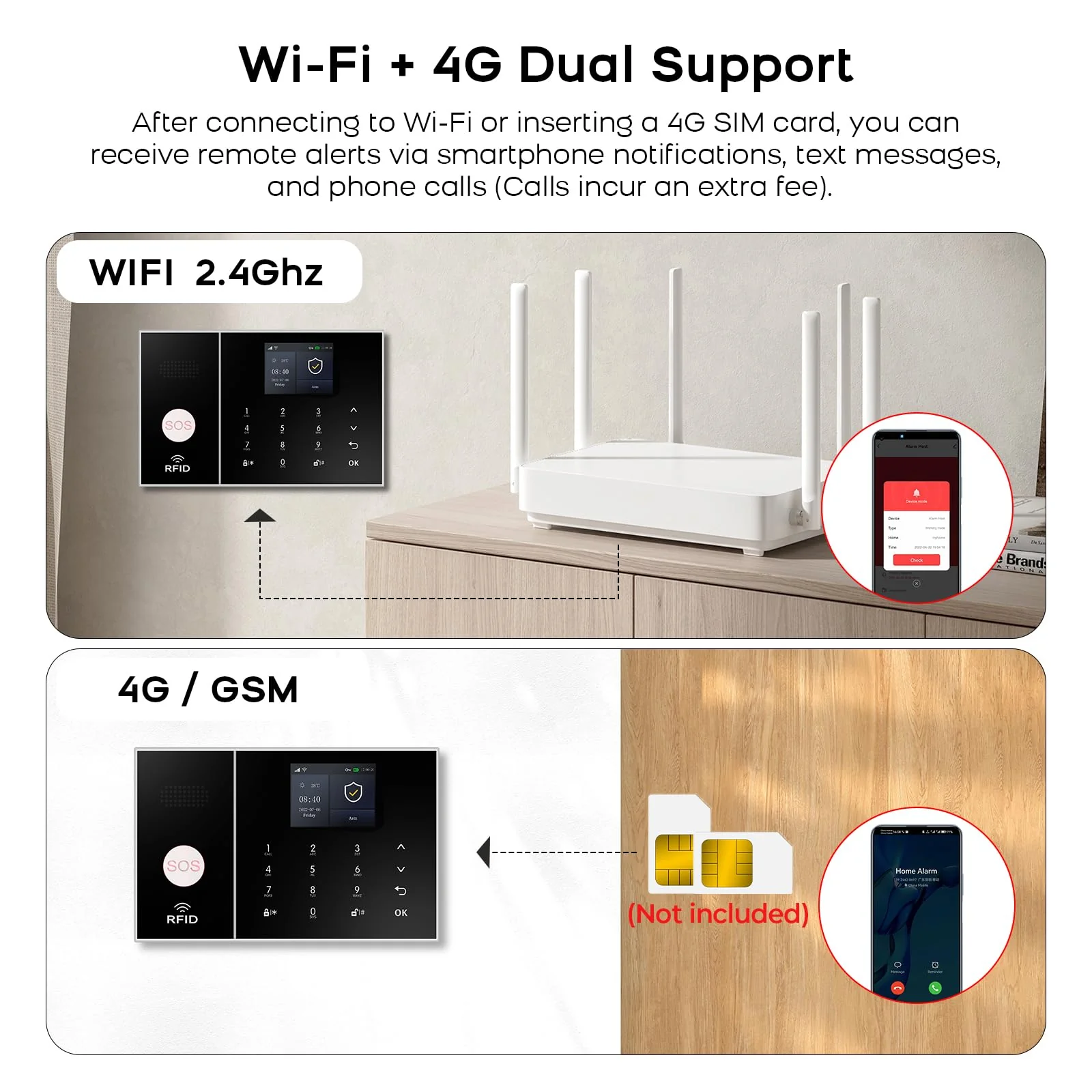 PGST Home Security Systems 8-Piece Kit,Alarm System for Home Security,App Alerts,Door Sensors,Motion Detection,WiFi Alarm,Compatible with Alexa,No Subscription,for Home Security and Kids Safety 8-Kits-A - Image 6
