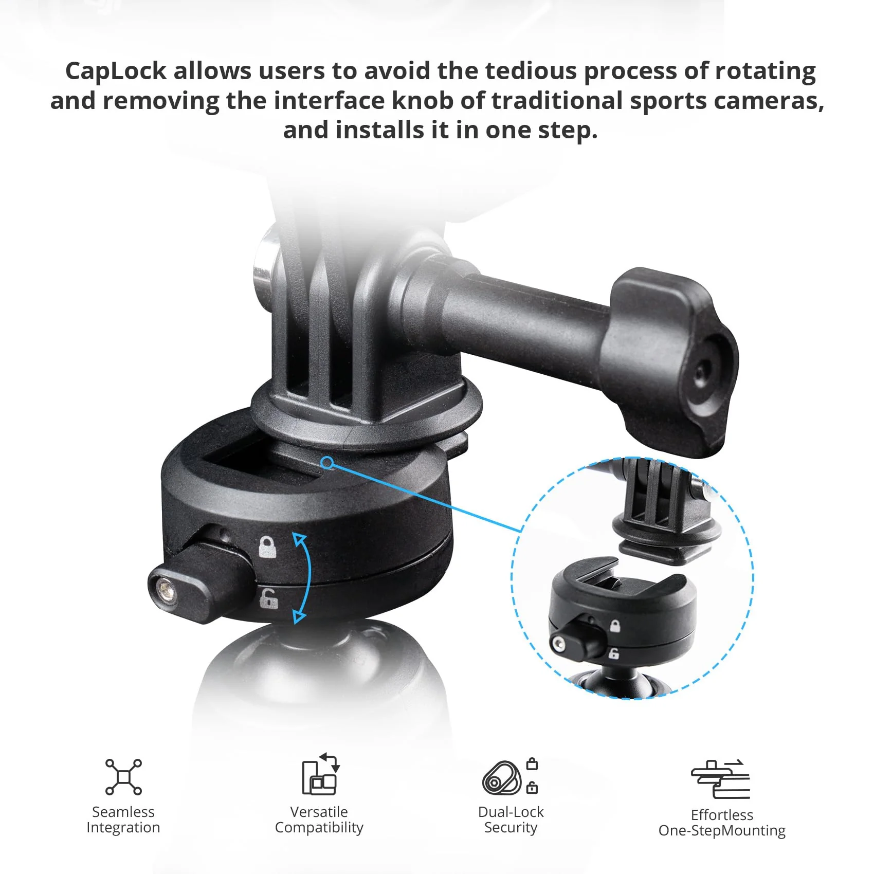 PGYTECH CapLock Suction Cup Mount Compatible for DJI OSMO Action 4/3/2, Gopro 11/10/9/8, OSMO Pocket 2, Insta360 ONE RS, R, ONE X3, X2 with 1/4"-20 Standard Thread Adapter Suction Mount - Image 2