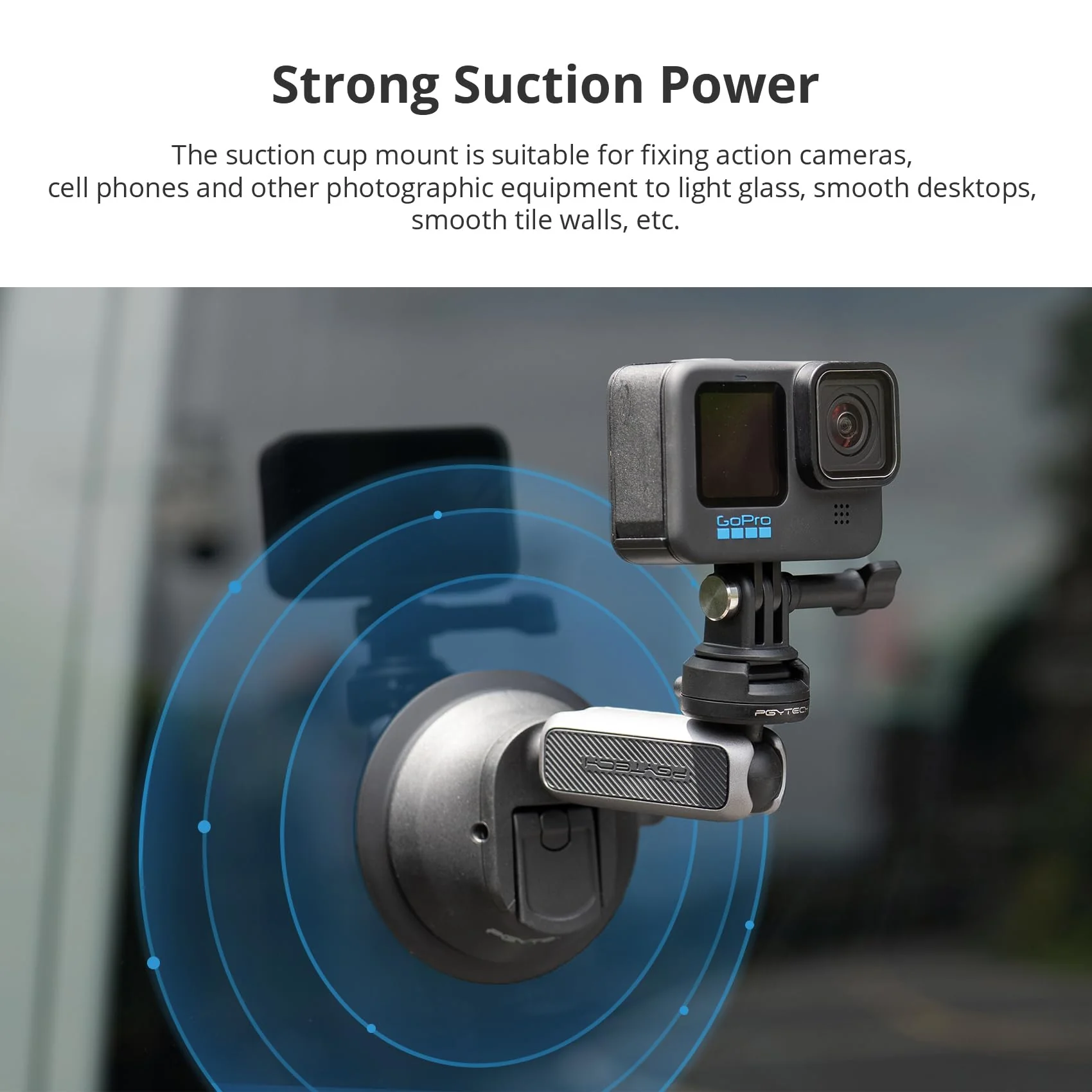 PGYTECH CapLock Suction Cup Mount Compatible for DJI OSMO Action 4/3/2, Gopro 11/10/9/8, OSMO Pocket 2, Insta360 ONE RS, R, ONE X3, X2 with 1/4"-20 Standard Thread Adapter Suction Mount - Image 5