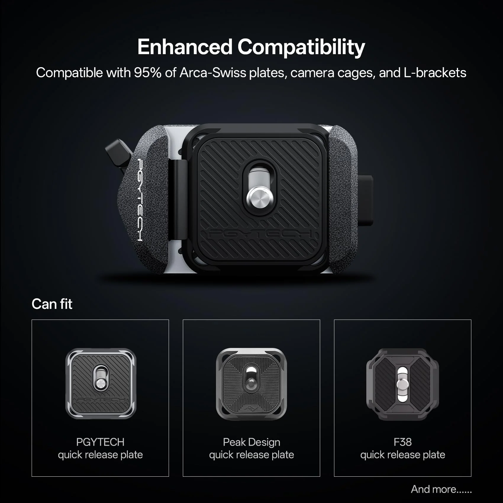 PGYTECH Quick Release Plate & Clamp V2, Arca Swiss Plate Camera Mount Adapter with 1/4" to 3/8" Screw Thread for Sony/Nikon/Fuji/Canon/DJI Switch Between Tripod/Monopod/Slider/Stabilizer Clamp & Plate V2 - Image 3