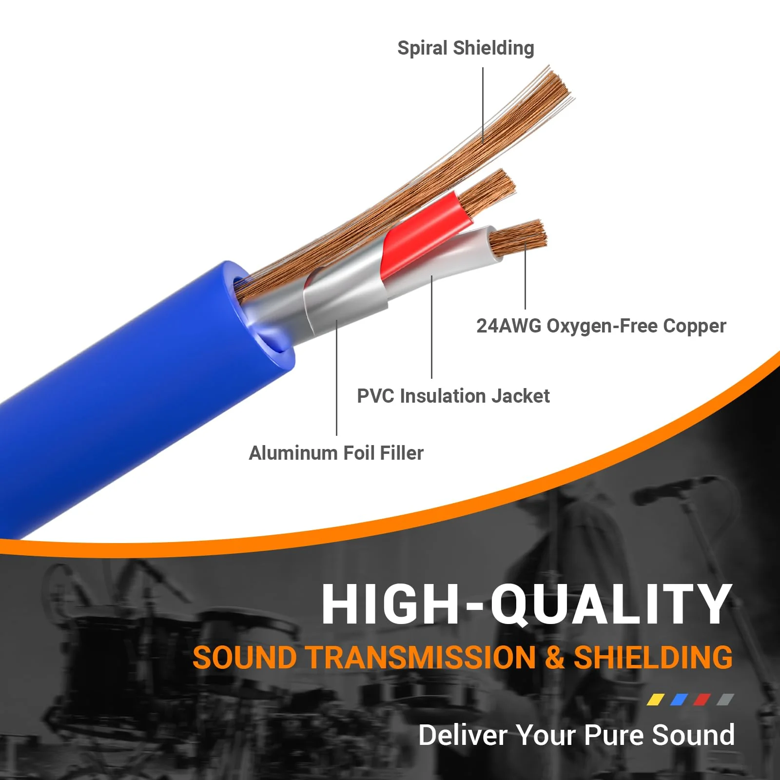 Phenyx Pro 4-Channel TRS Snake Cable, Color-Coded Patch w/24 AWG OFC Copper, 3 Ft Cable, 1/4" Audio Cable, TRS to TRS Balanced 1/4-Inch for Guitar, Bass & AMP (PCBL-QR4IN1-3) 3 Feet - Image 3