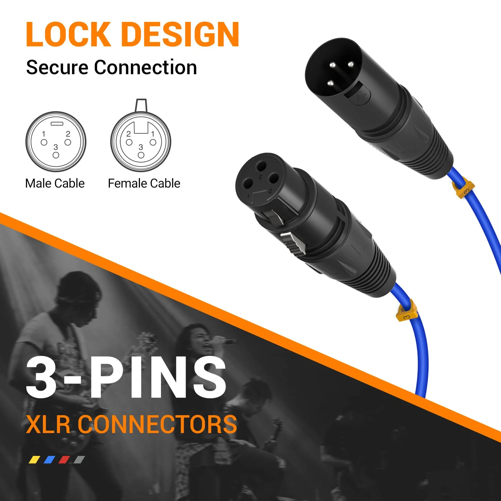Phenyx Pro 4-Channel XLR Snake Cable, Color-Coded Male to Female Patch Wire w/OFC Copper, 6 Ft XLR Splitter Cable, Balanced Microphone Cable for DJ Mixers, IEM & Mic Systems (PCBL-4IN1-6) 6 Feet - Image 5