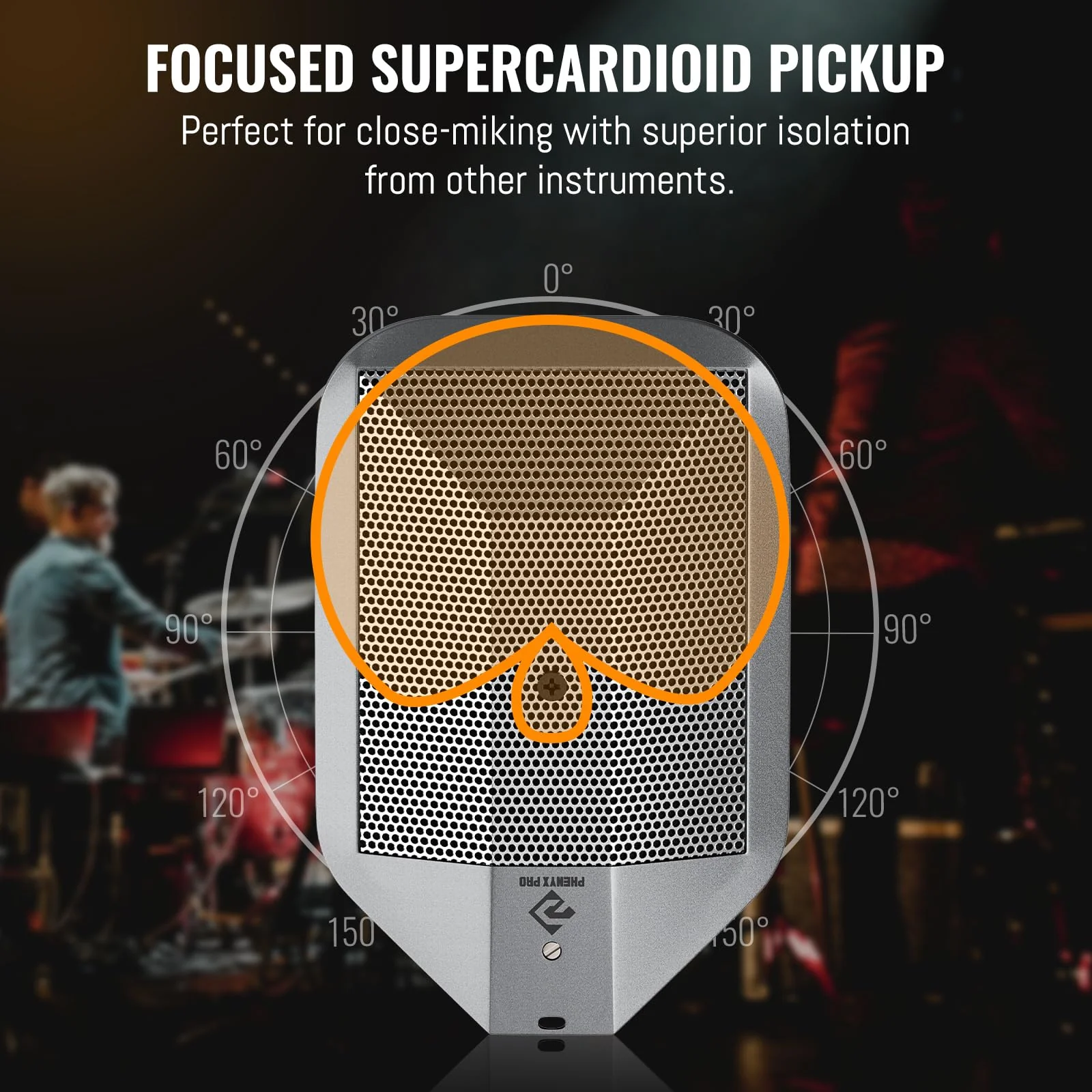 Phenyx Pro Boundary Condenser Microphone, Supercardioid Kick Drum Microphone with XLR Connector, Two-Position EQ Switch, Rugged Metal Bass Drum Mic for Instrument Applications (PDM36) - Image 5