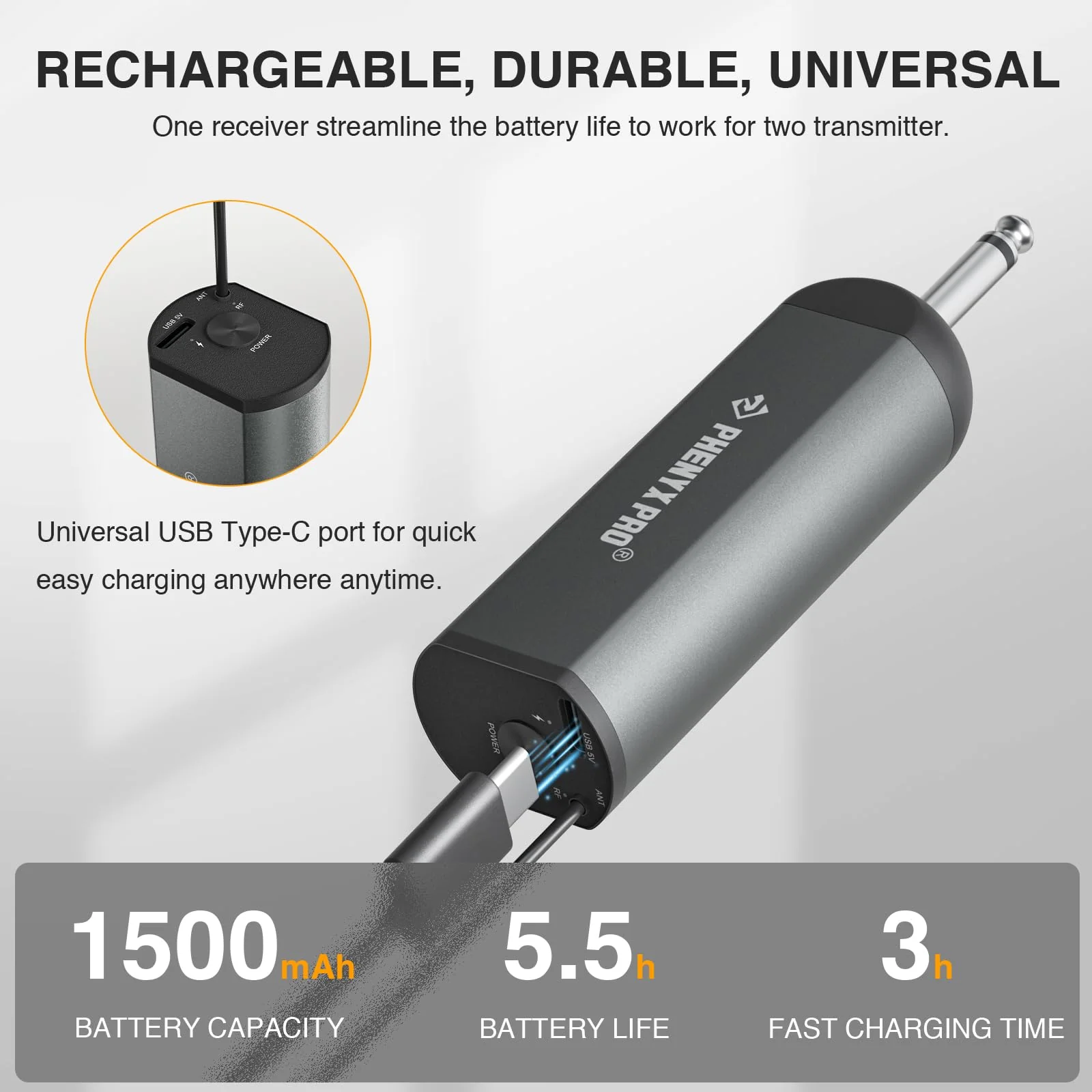 Phenyx Pro Dual Digital Wireless Microphone System, w/2 Handheld Dynamic Microphones,15 UHF Frequency Groups, Mini Receiver, Metal Cordless Mic for Karaoke,Church,DJ,Singing (PDP-2-2H) PDP-2 - Image 5