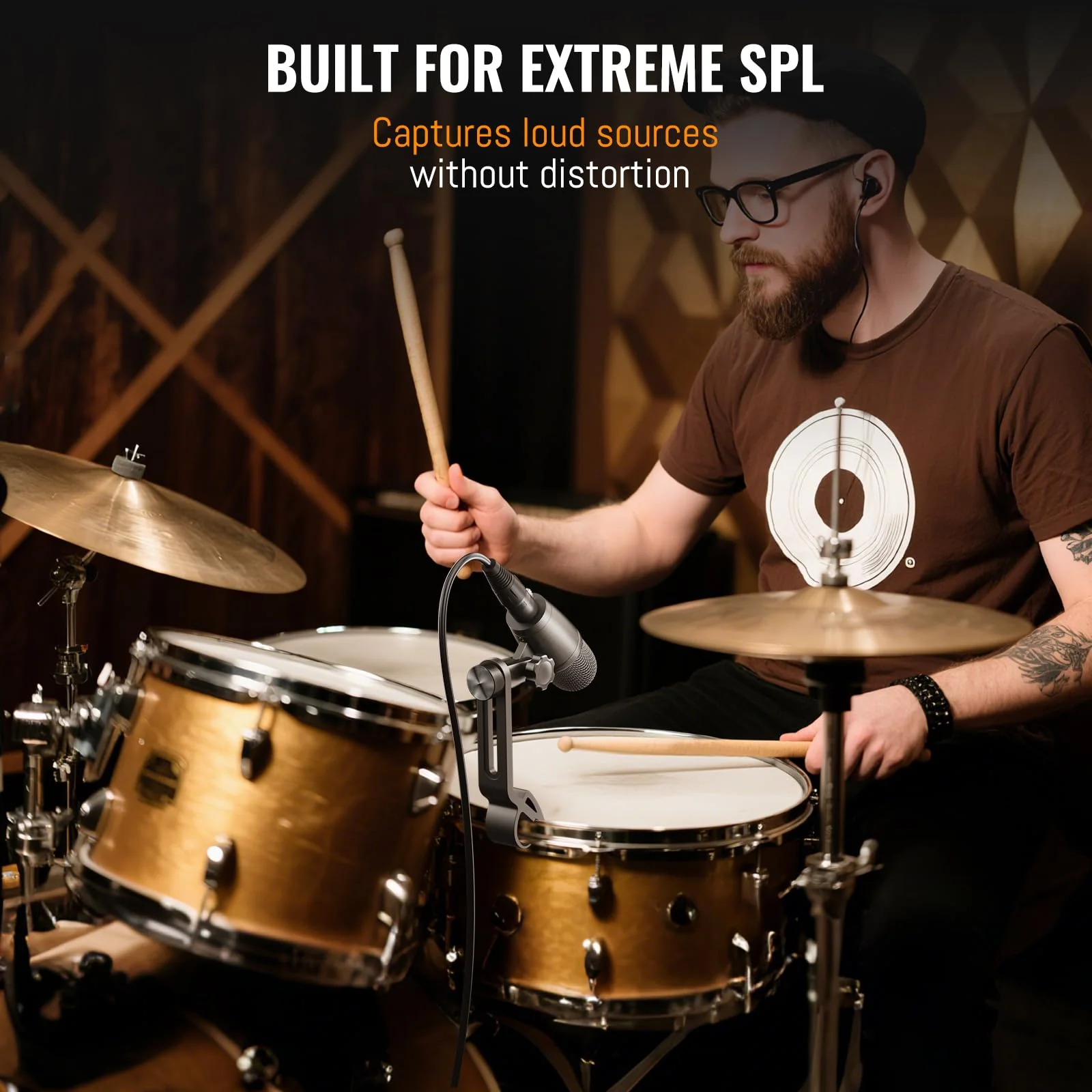 Phenyx Pro PDM34 Snare Drum Mic, Cardioid Dynamic Microphone with Clip-on Microphone Clamp, Integral Stand Mount, and Long-Lasting Metal Housing - Image 3