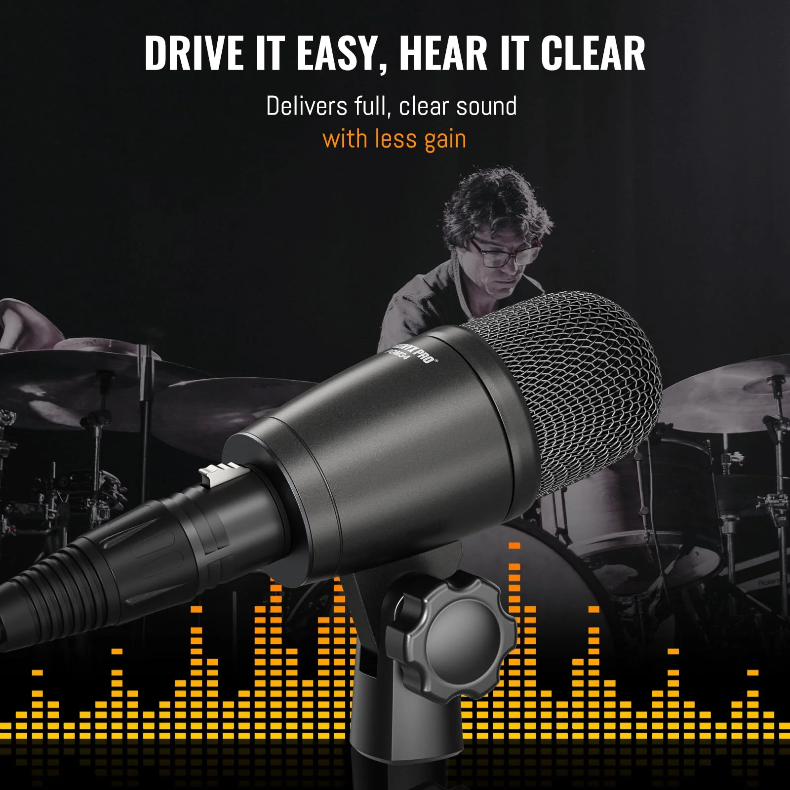 Phenyx Pro PDM34 Snare Drum Mic, Cardioid Dynamic Microphone with Clip-on Microphone Clamp, Integral Stand Mount, and Long-Lasting Metal Housing - Image 5