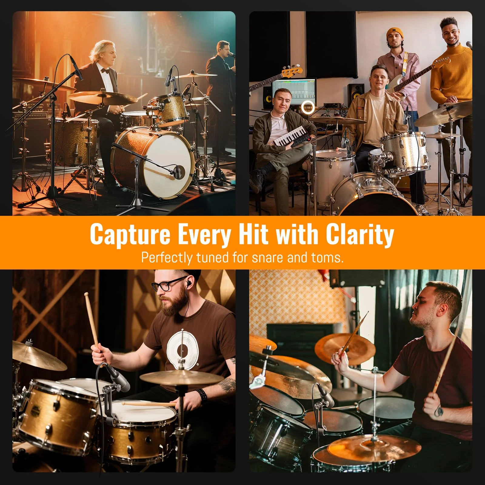 Phenyx Pro PDM34 Snare Drum Mic, Cardioid Dynamic Microphone with Clip-on Microphone Clamp, Integral Stand Mount, and Long-Lasting Metal Housing - Image 7