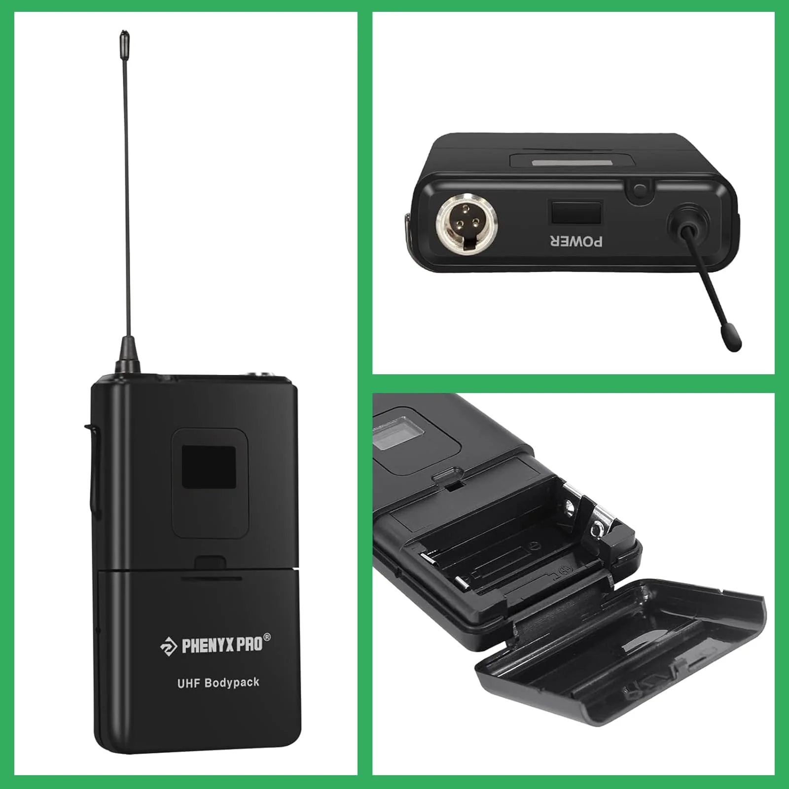 Phenyx Pro Wireless Bodypack Transmitter, 914.9MHz UHF Cardioid Pattern Wireless BodyPack Microphone, Fixed Frequency, 260 FT Range, for PTU-5000/PTU-4000 Series (PWB-5-914.9) - Image 2