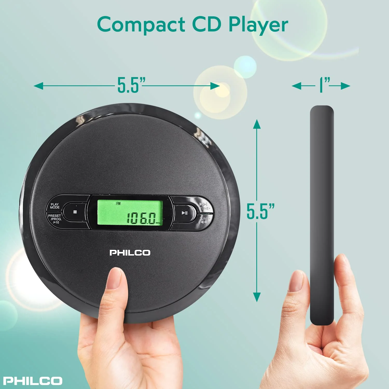 PHILCO Personal CD Player with MP3 Playback, FM Radio & 60 Second Anti-Shock - Image 4