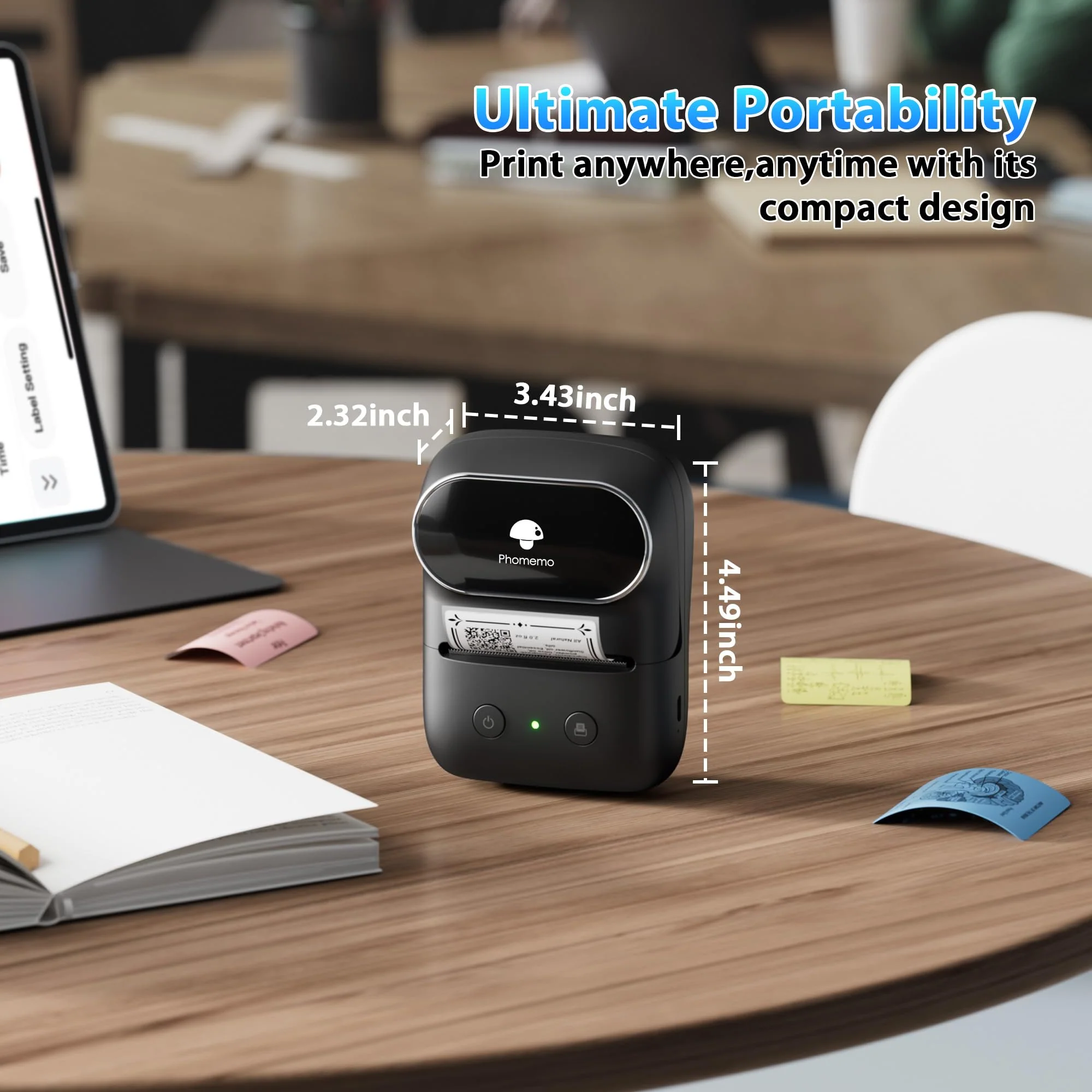 Phomemo Label Maker Machine- M108 Bluetooth Thermal Label Makers for Small Business, Home, Office, 2 Inch Barcode Label Printer with Multi Templates, for Address/Logo/Clothing Label, Black - Image 5