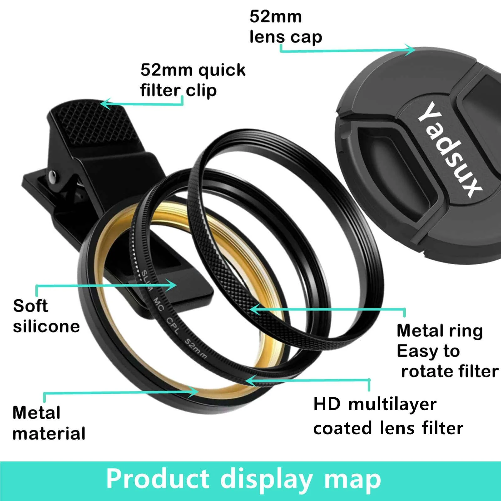 Phone 52MM Variable ND2-ND400 Filter for iPhone,Samsung and Other Smart Phones,Clip-on Adapter, HD Double-Sided Multi-Coated SLR Lens Grade Optical Glass, Mobile Phone Lens Accessories - Image 3