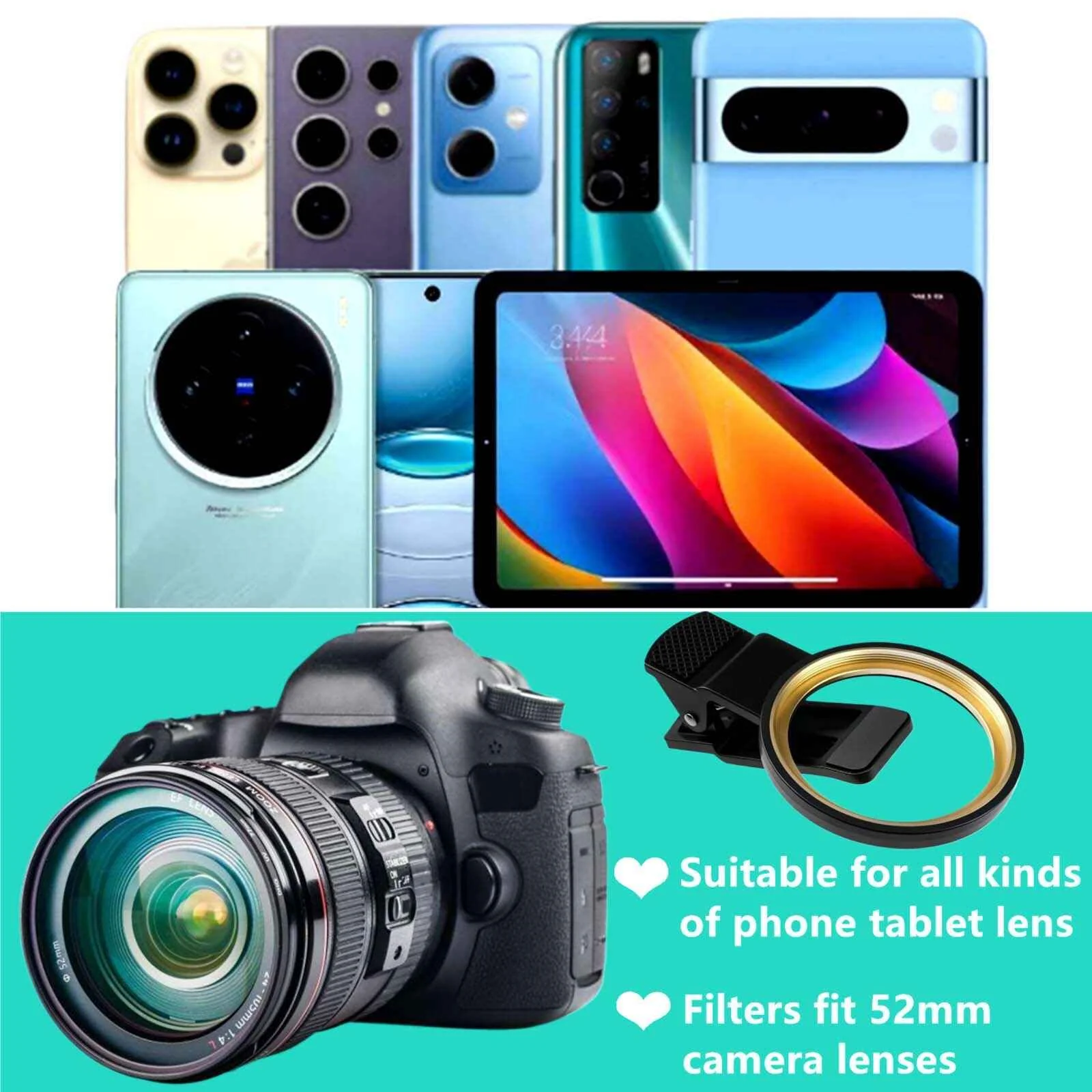Phone 52MM Variable ND2-ND400 Filter for iPhone,Samsung and Other Smart Phones,Clip-on Adapter, HD Double-Sided Multi-Coated SLR Lens Grade Optical Glass, Mobile Phone Lens Accessories - Image 6
