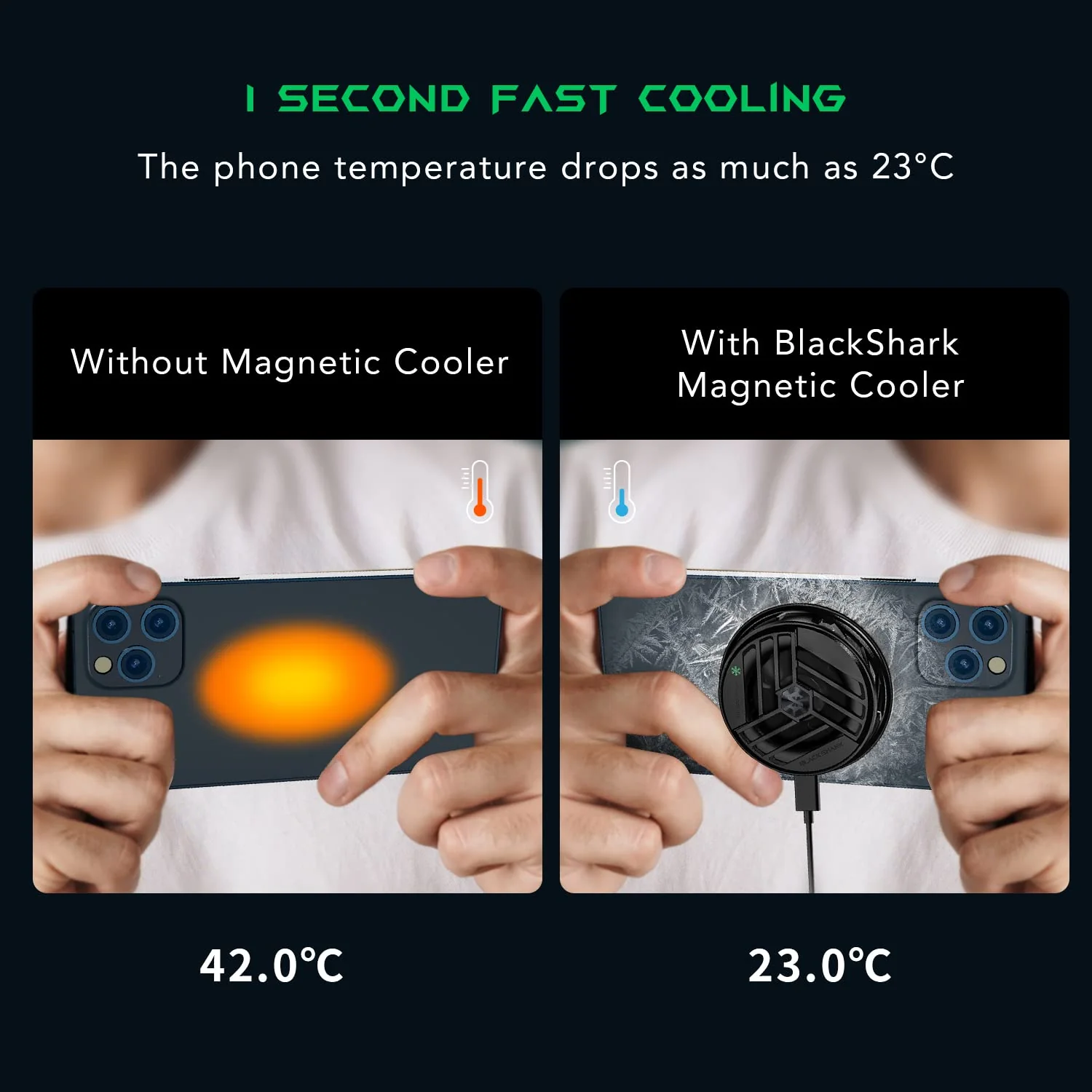 Phone Cooler Black Shark Magnetic Cooler, for MagSafe iPhone 12 13 14 15 Series, Cell Phone Cooling Fan Portable Phone Radiator Cooling Fan, Gaming Semiconductor Cooling for Android/Tablet/iPad - Image 2