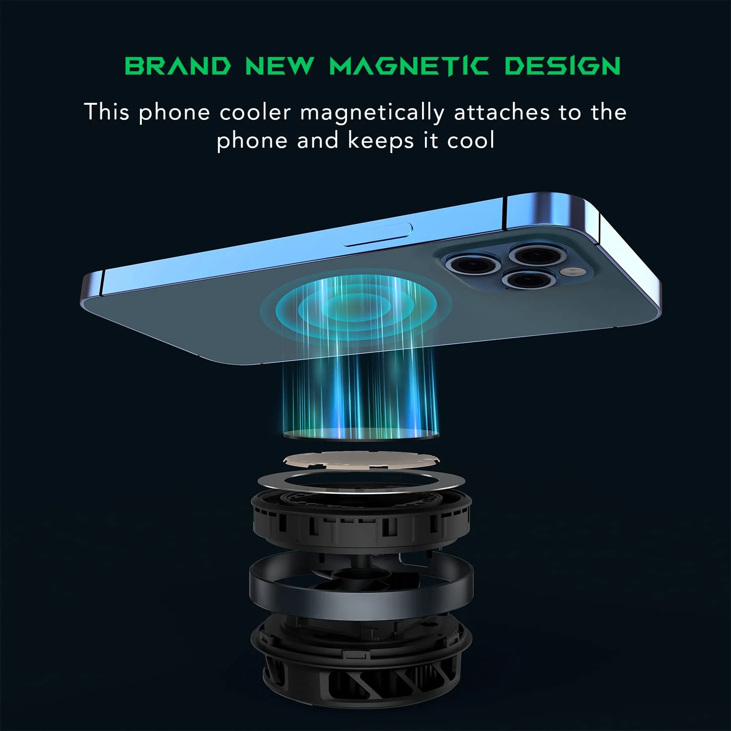 Phone Cooler Black Shark Magnetic Cooler, for MagSafe iPhone 12 13 14 15 Series, Cell Phone Cooling Fan Portable Phone Radiator Cooling Fan, Gaming Semiconductor Cooling for Android/Tablet/iPad - Image 3