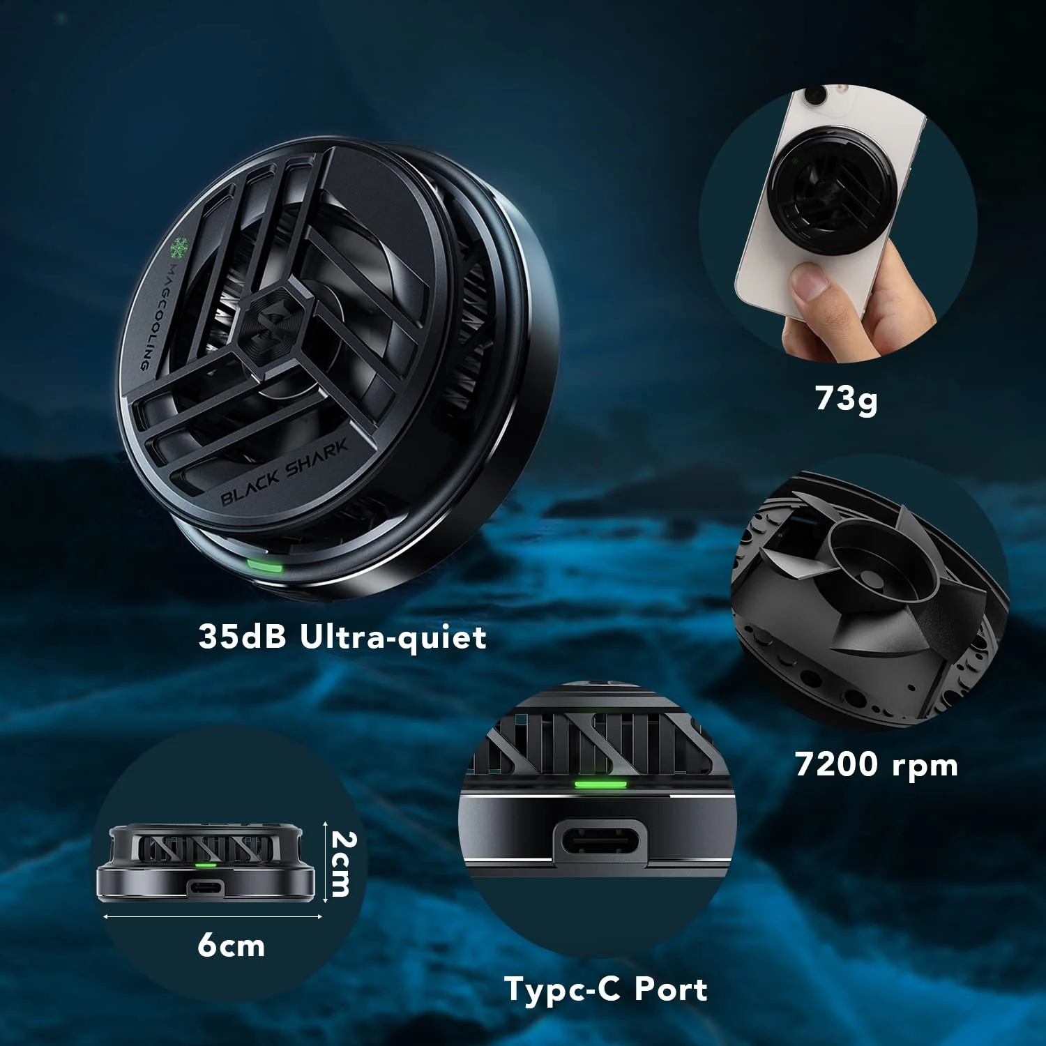 Phone Cooler Black Shark Magnetic Cooler, for MagSafe iPhone 12 13 14 15 Series, Cell Phone Cooling Fan Portable Phone Radiator Cooling Fan, Gaming Semiconductor Cooling for Android/Tablet/iPad - Image 5