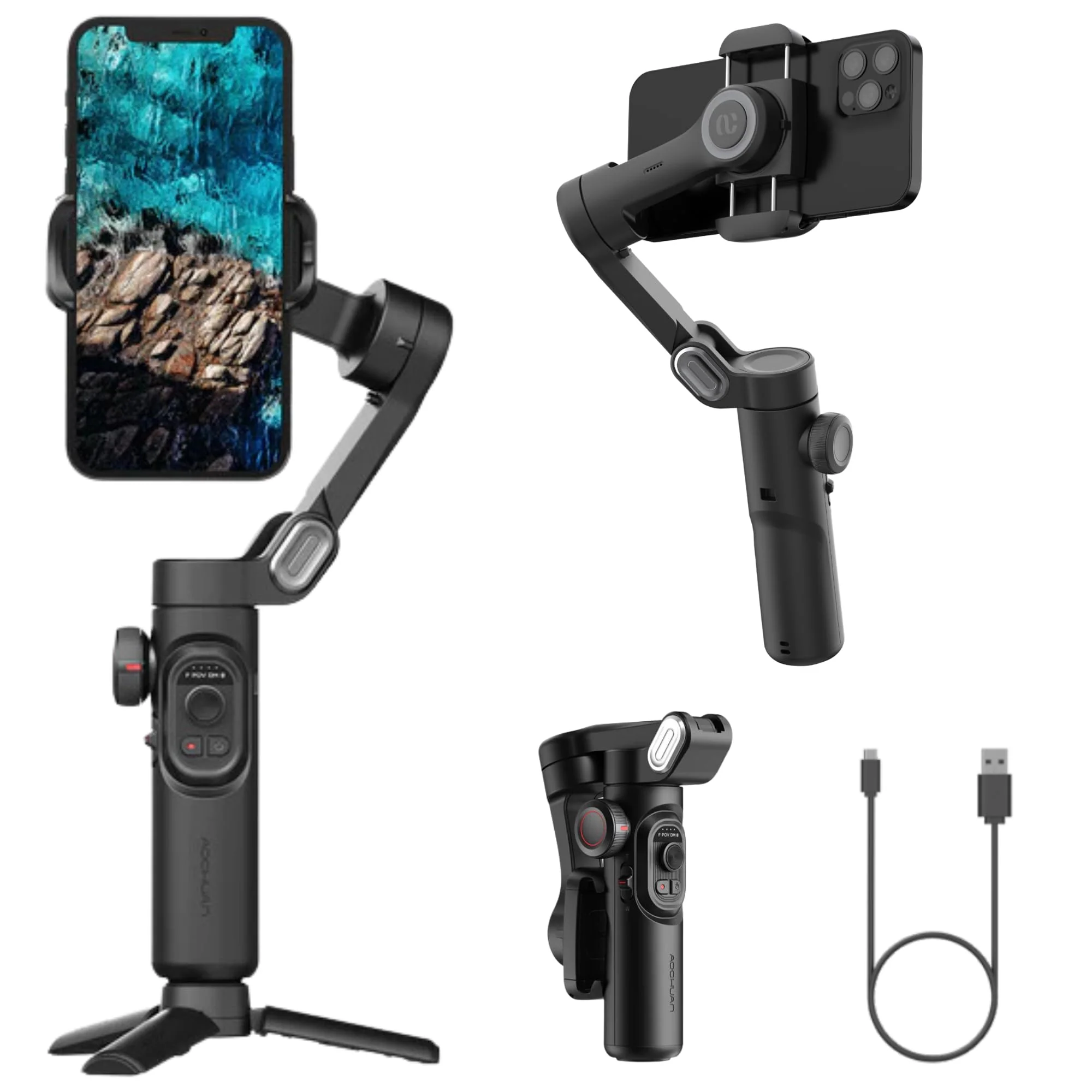 Phone Gimbal Stabilizer 3-Axis Smartphone Foldable Gimbal for iPhone Gimble with Focus Wheel TikTok YouTube Vlog Stabilizer for iPhone 15 14 13 12 Pro Max&Android-Smart XE Smart XE