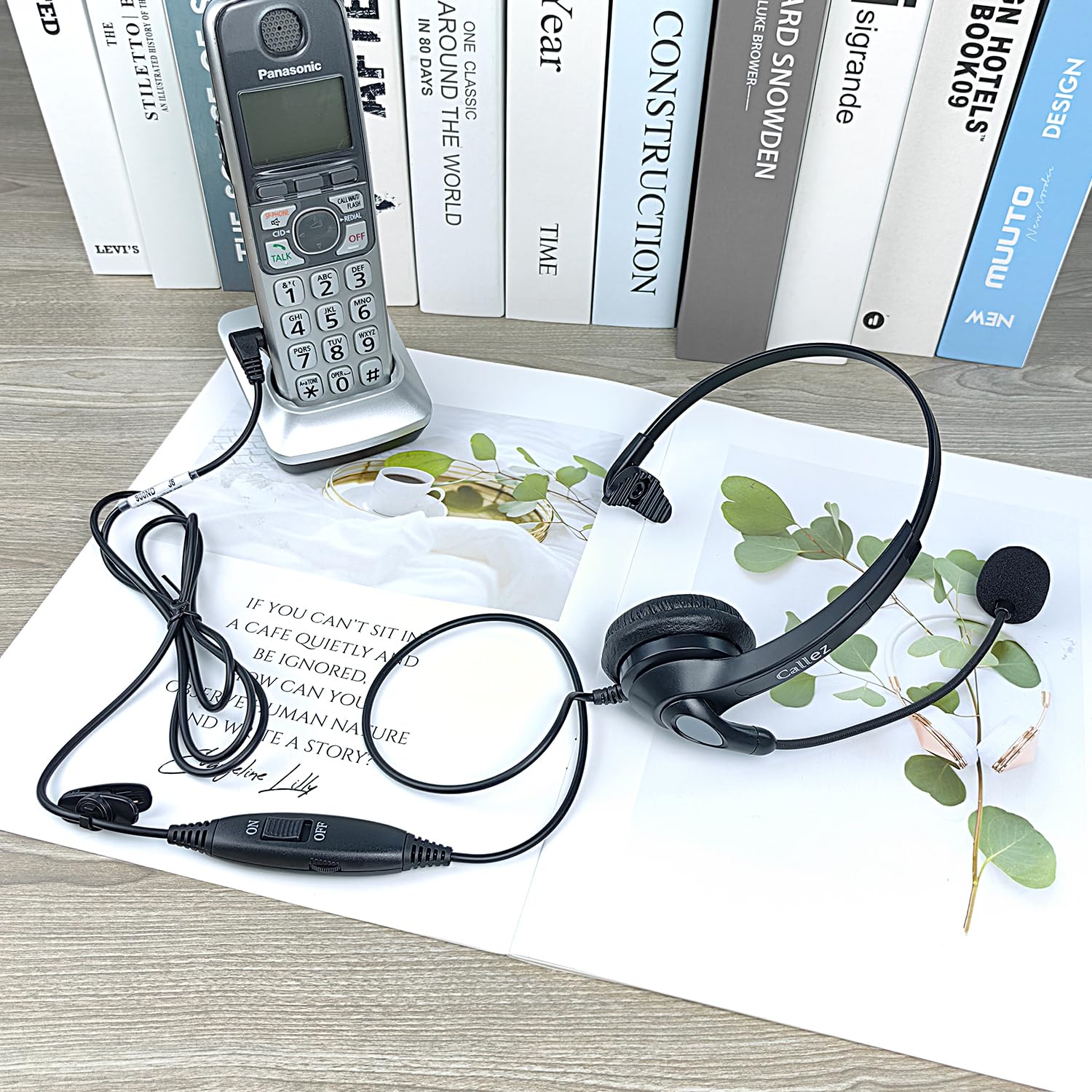 Phone Headset with Microphone Noise Cancelling & Volume Controls, 2.5mm Office Telephone Headphone for VTech Panasonic KX-TGE633M TGF352N Cisco SPA504G 508G AT&T ML17929 RCA Cordless Landline Phones Black - Image 7