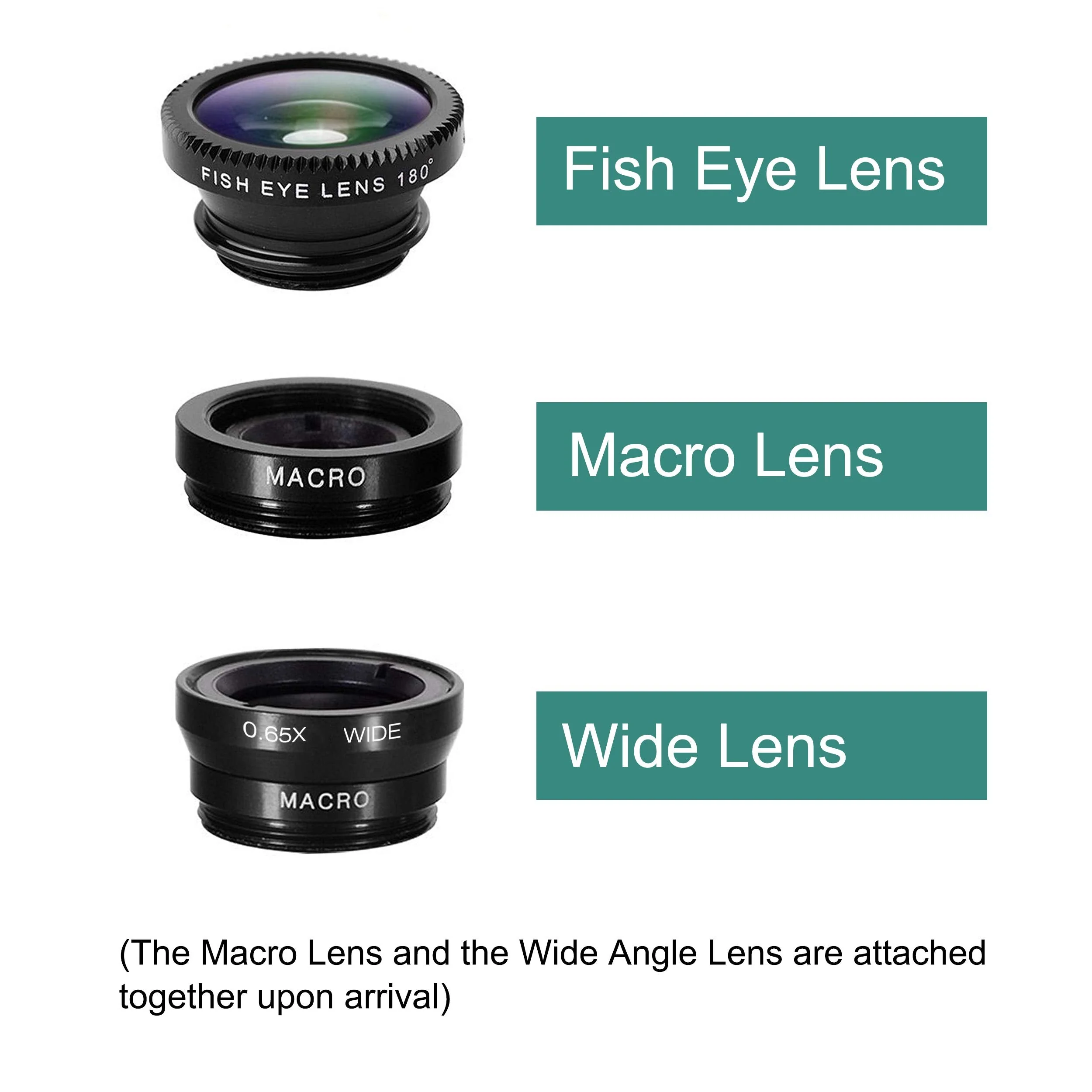Phone Lens,by Ailun,3 in 1 Clip On 180 Degree Fish Eye Lens+0.65X Wide Angle+10X Macro Lens,Universal HD Camera Lens Kit for Mobile Phone,Cellphone,Smart Phone - Image 2