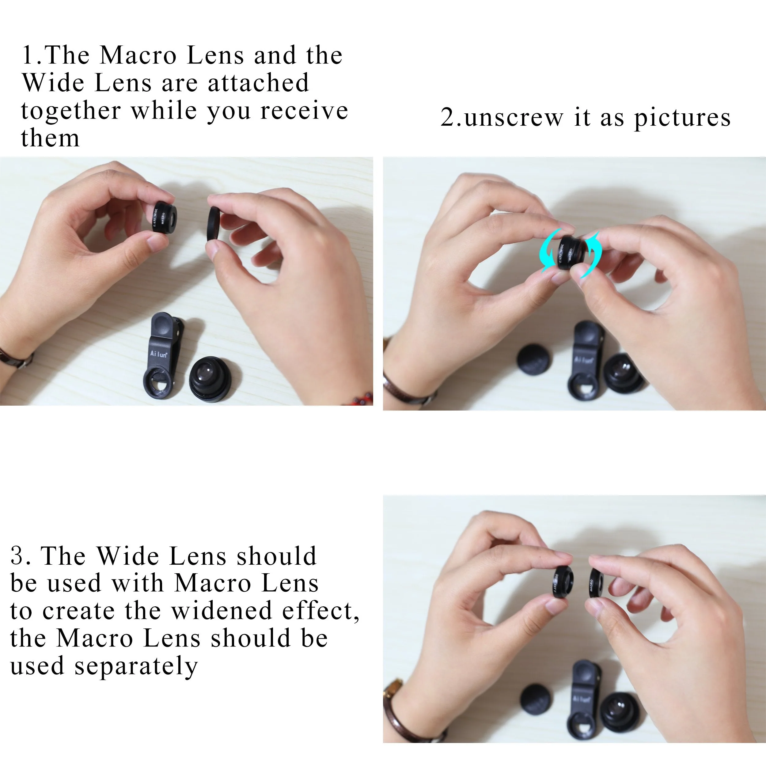 Phone Lens,by Ailun,3 in 1 Clip On 180 Degree Fish Eye Lens+0.65X Wide Angle+10X Macro Lens,Universal HD Camera Lens Kit for Mobile Phone,Cellphone,Smart Phone - Image 7