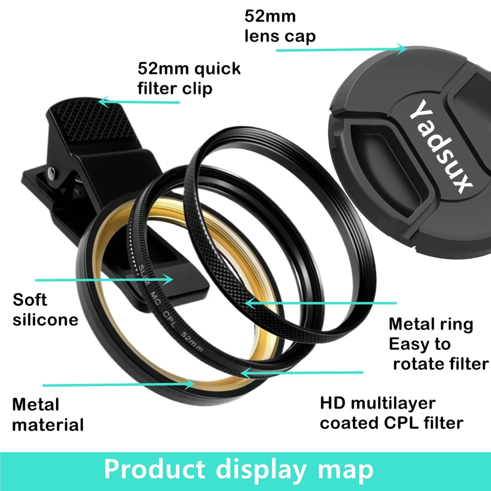 Phone Lens CPL Polarizer Filter for iPhone,Samsung and Other Smart Phones,Clip-on Adapter, HD Double-Sided Multi-Coated SLR Lens Grade Optical Glass, Mobile Phone Lens Accessories - Image 2