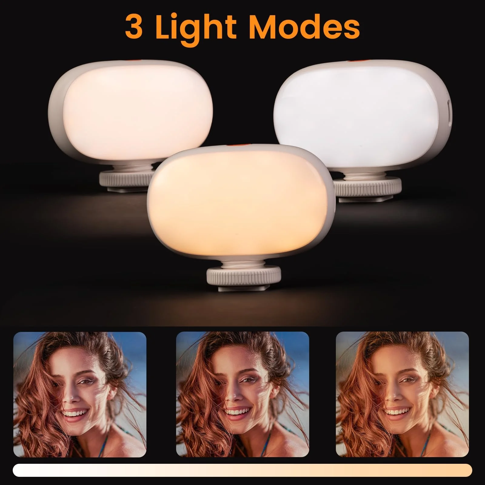 Phone Light Clip, Rechargeable Selfie Light with 600mAh Battery, Adjustable 3-Mode Light Temperature, Portable Clip-On Ring Light for Selfies, Videos, and Makeup Oval Clip Light - 600mAh - Image 2
