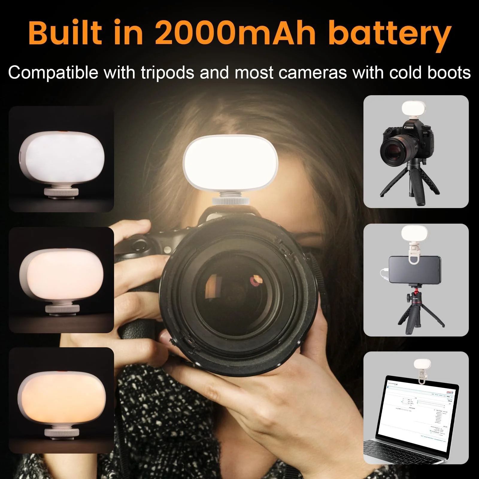 Phone Light Clip, Rechargeable Selfie Light with 600mAh Battery, Adjustable 3-Mode Light Temperature, Portable Clip-On Ring Light for Selfies, Videos, and Makeup Oval Clip Light - 600mAh - Image 4