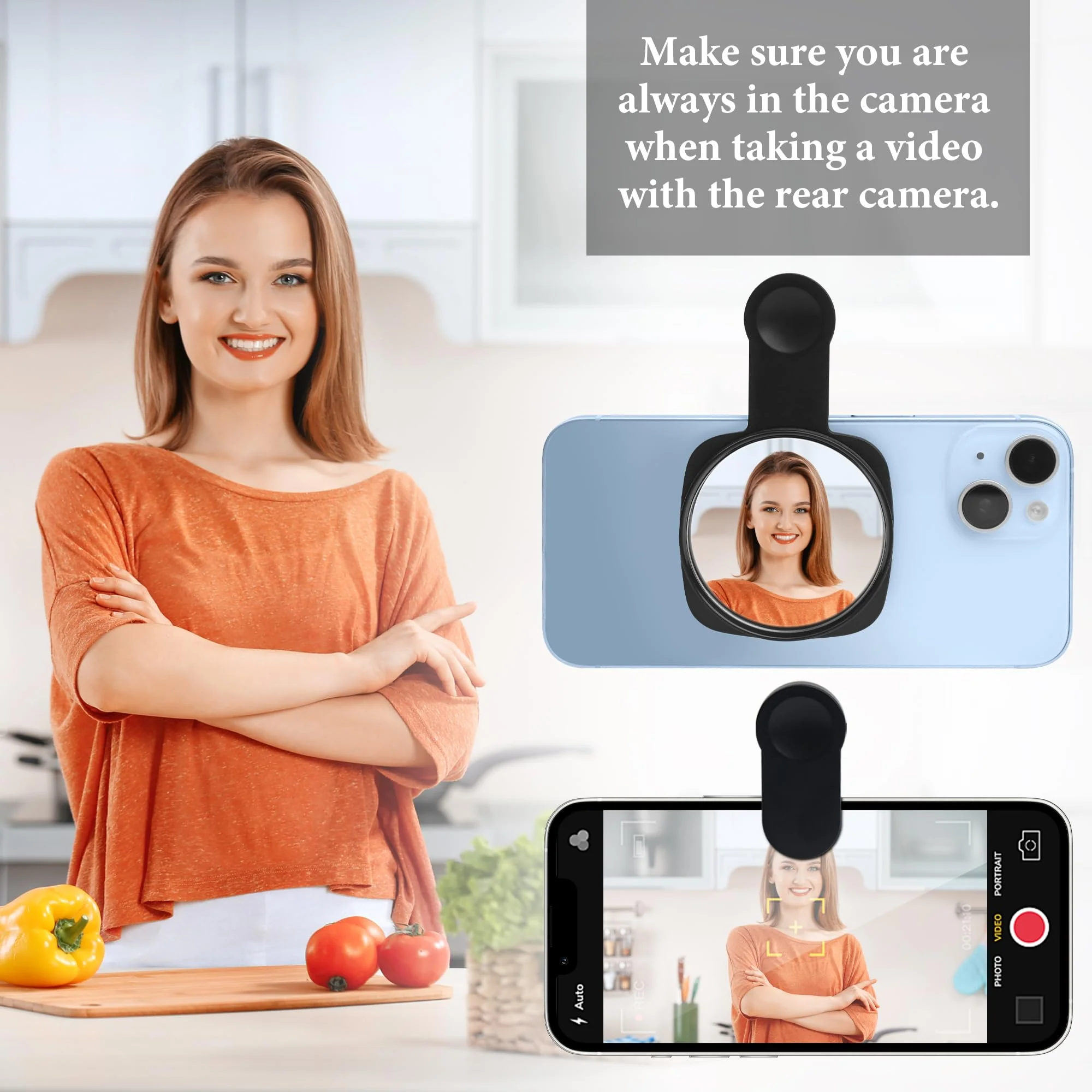 Phone Rear Camera Selfie Mirror - See How You Look in The Back Camera - for High Definition Photos (Black) - Image 4