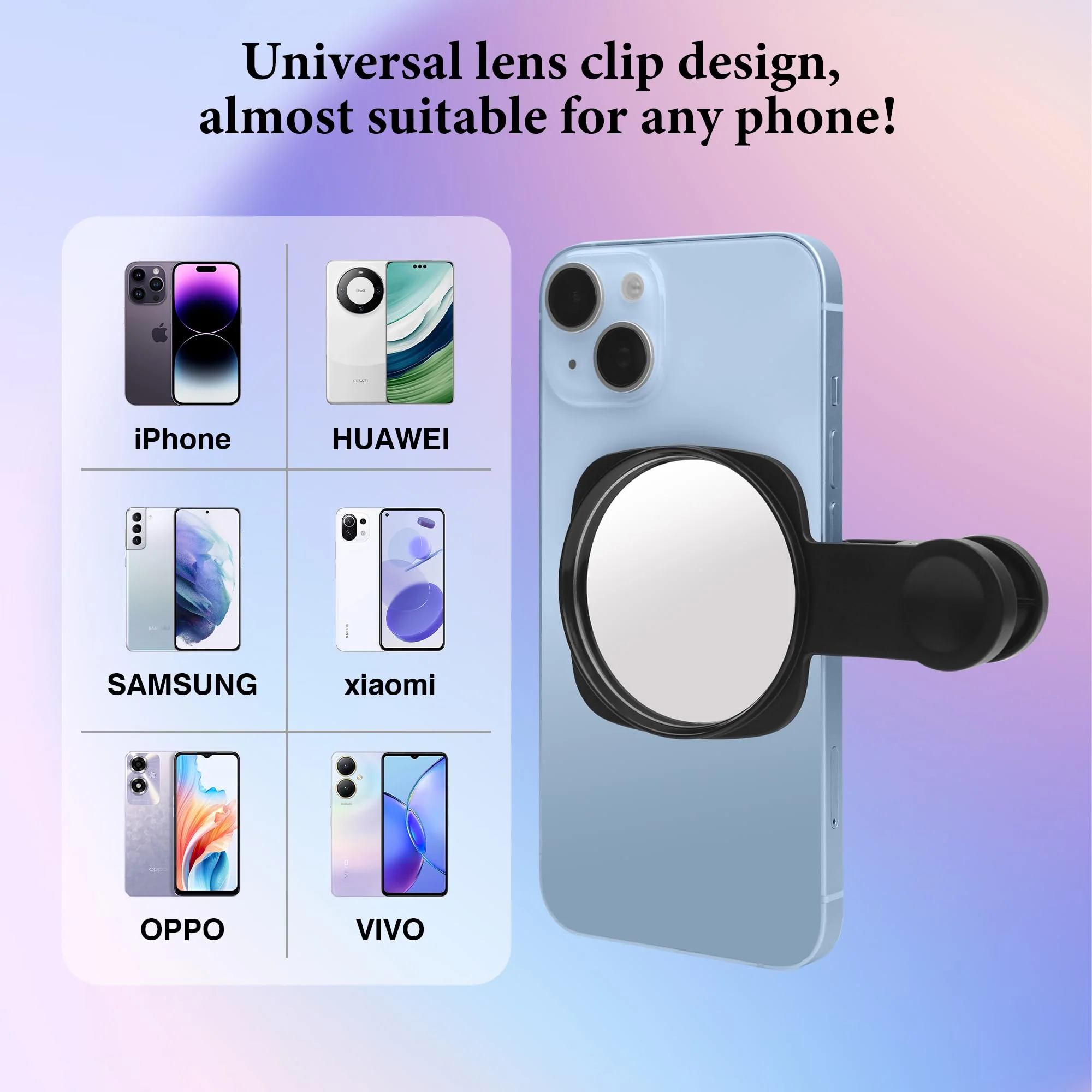 Phone Rear Camera Selfie Mirror - See How You Look in The Back Camera - for High Definition Photos (Black) - Image 5