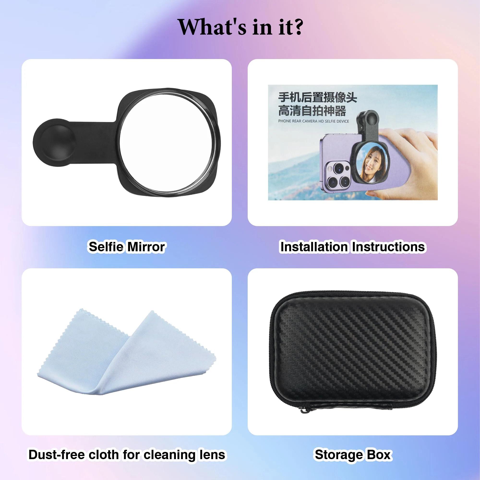 Phone Rear Camera Selfie Mirror - See How You Look in The Back Camera - for High Definition Photos (Black) - Image 7