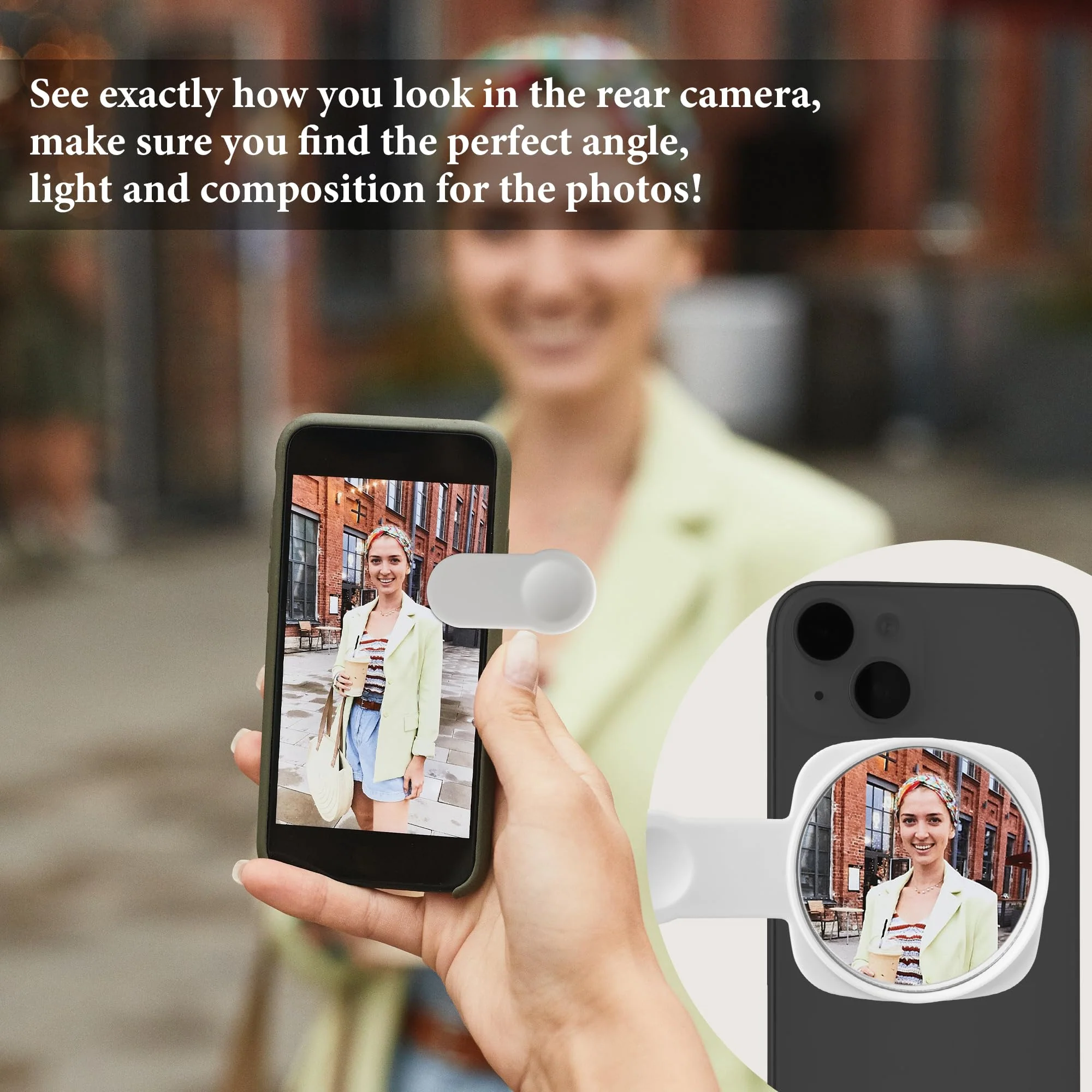 Phone Rear Camera Selfie Mirror - See How You Look in The Back Camera - for High Definition Photos (White) - Image 2