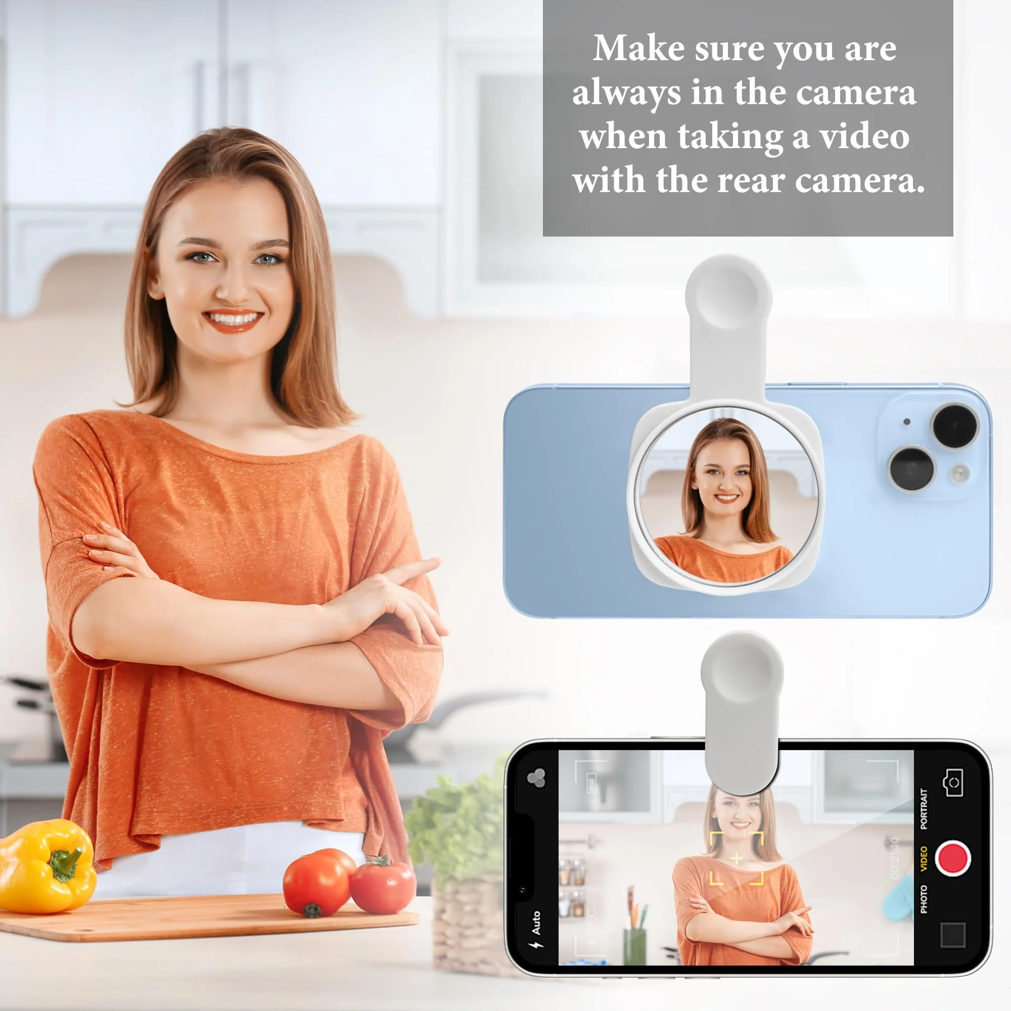 Phone Rear Camera Selfie Mirror - See How You Look in The Back Camera - for High Definition Photos (White) - Image 4