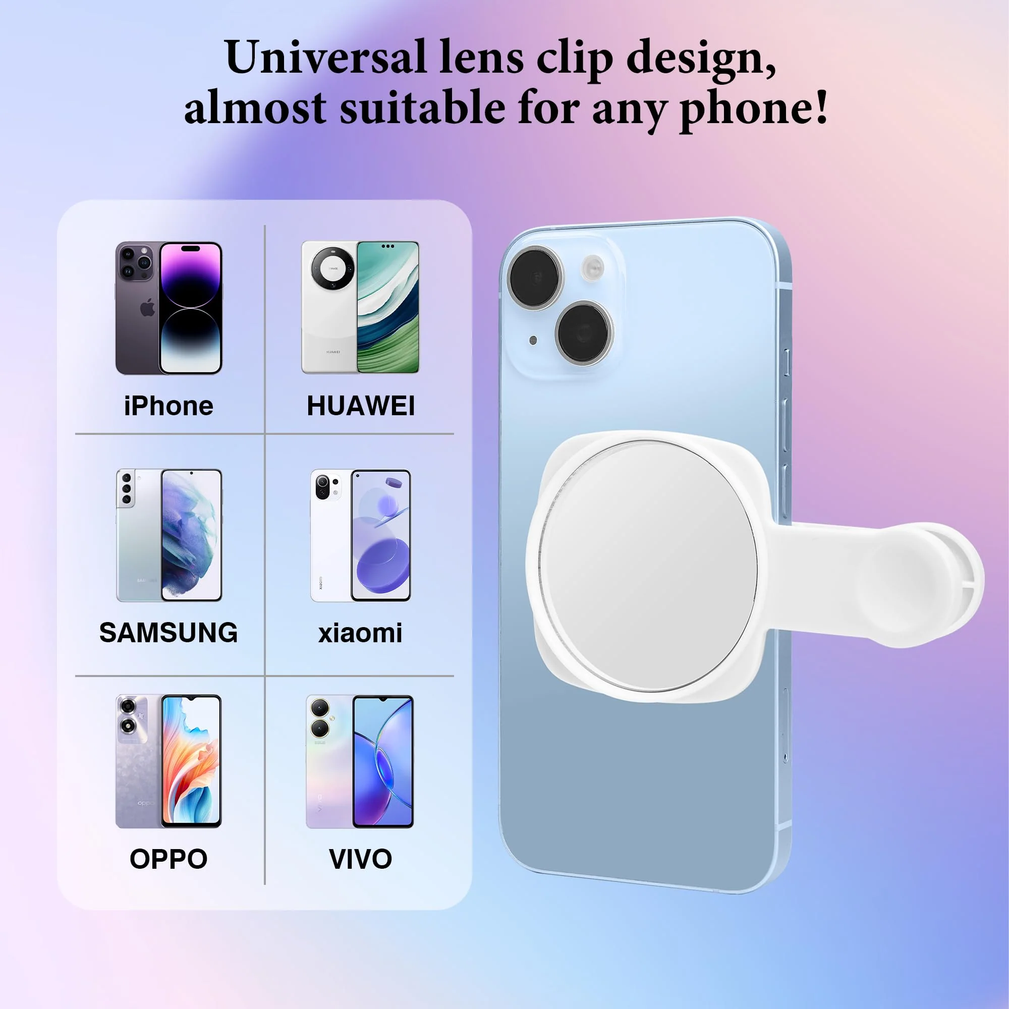 Phone Rear Camera Selfie Mirror - See How You Look in The Back Camera - for High Definition Photos (White) - Image 5