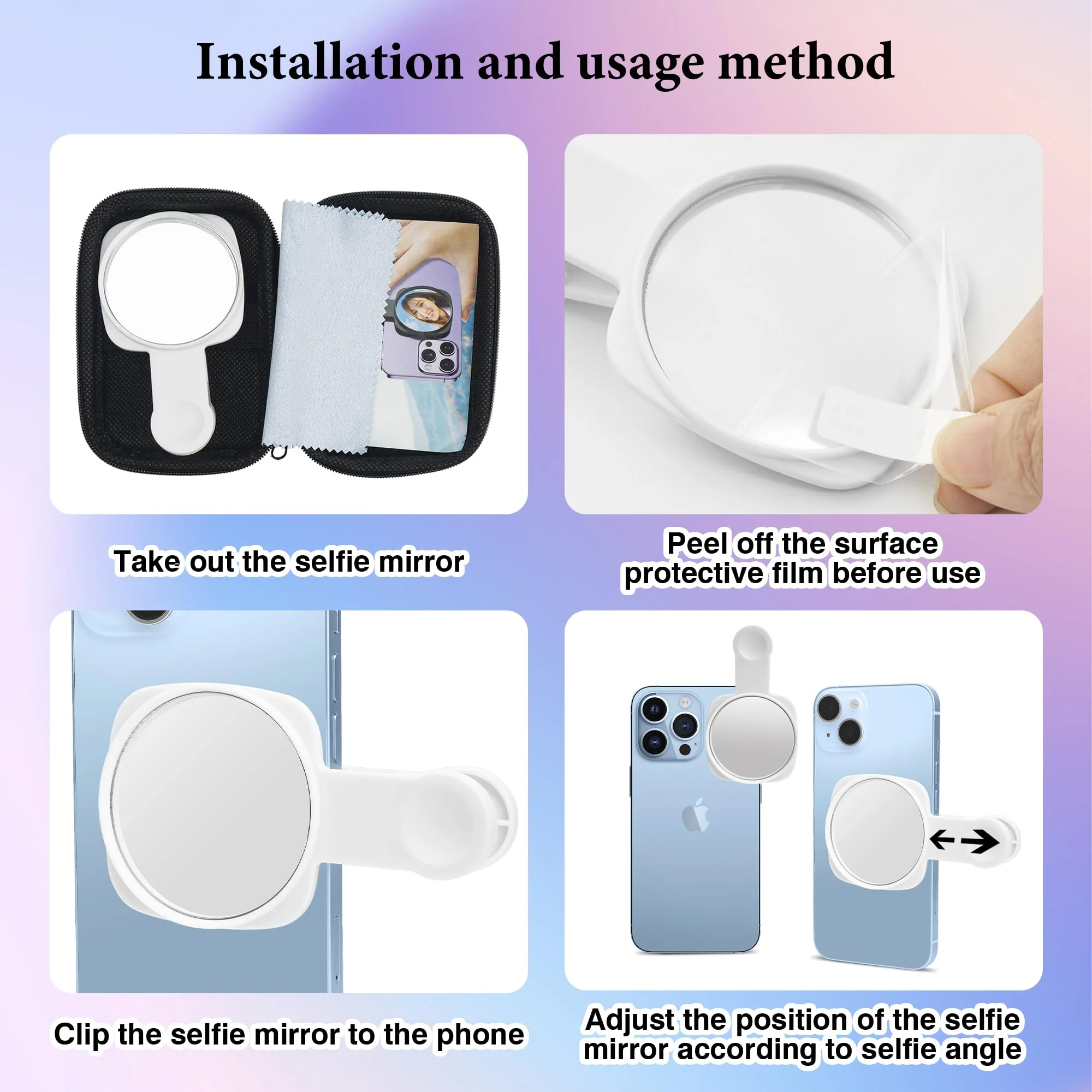 Phone Rear Camera Selfie Mirror - See How You Look in The Back Camera - for High Definition Photos (White) - Image 6