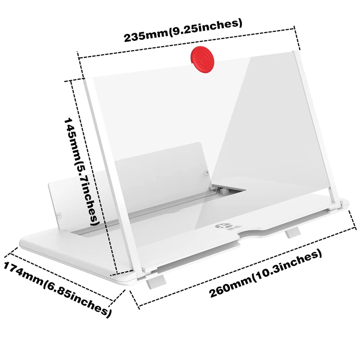 Phone Screen Magnifier, Screen Amplifier 3D HD Screen Projector with Foldable Stand, Phone Screen Magnifier for Watching Movies, Videos, Games and Reading, Compatible with All Phones (White) White - Image 4