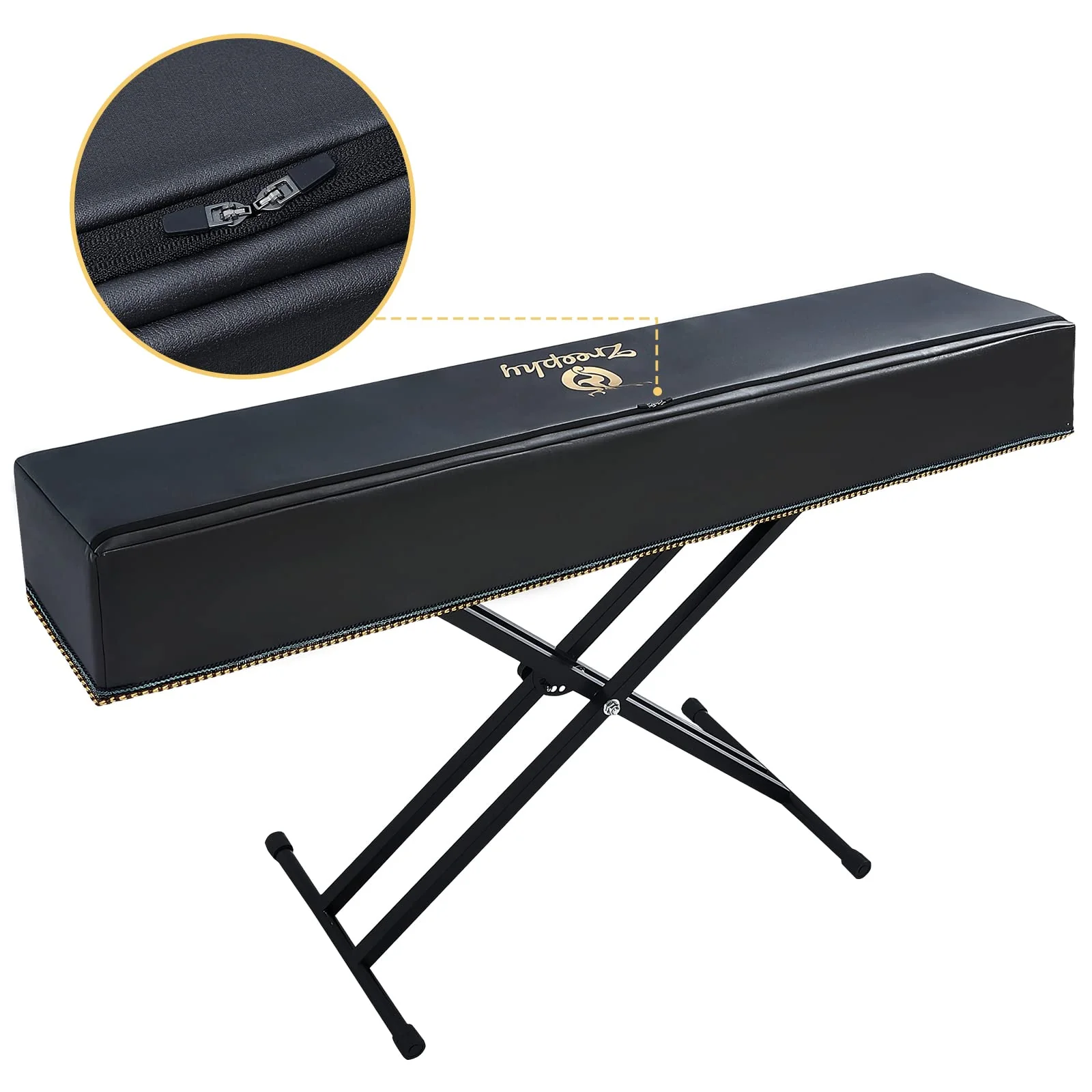Piano 88 Keys Keyboard Dust Cover with Music Stand Opening of Zipper Design, Dust Proof Cover Compatible for Yamaha P35 P45 P48 P71 P85 P95 P105 P115 P125 Digital Pianos Keyboards Black - Image 2