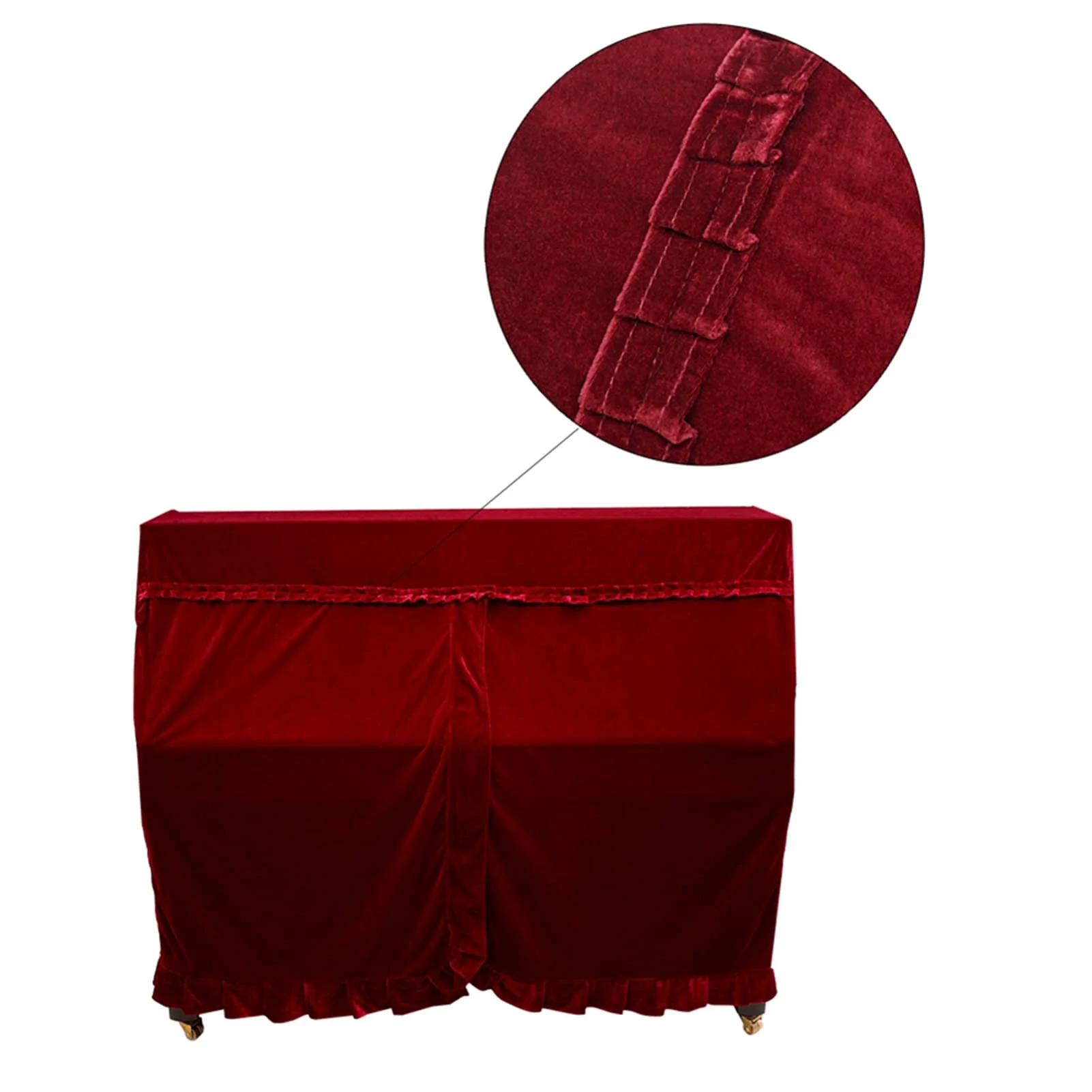 Piano Cover,Portable Foldable Pleuche Upright Full Piano Dust Cover Instruments Accessory (Red) - Image 6